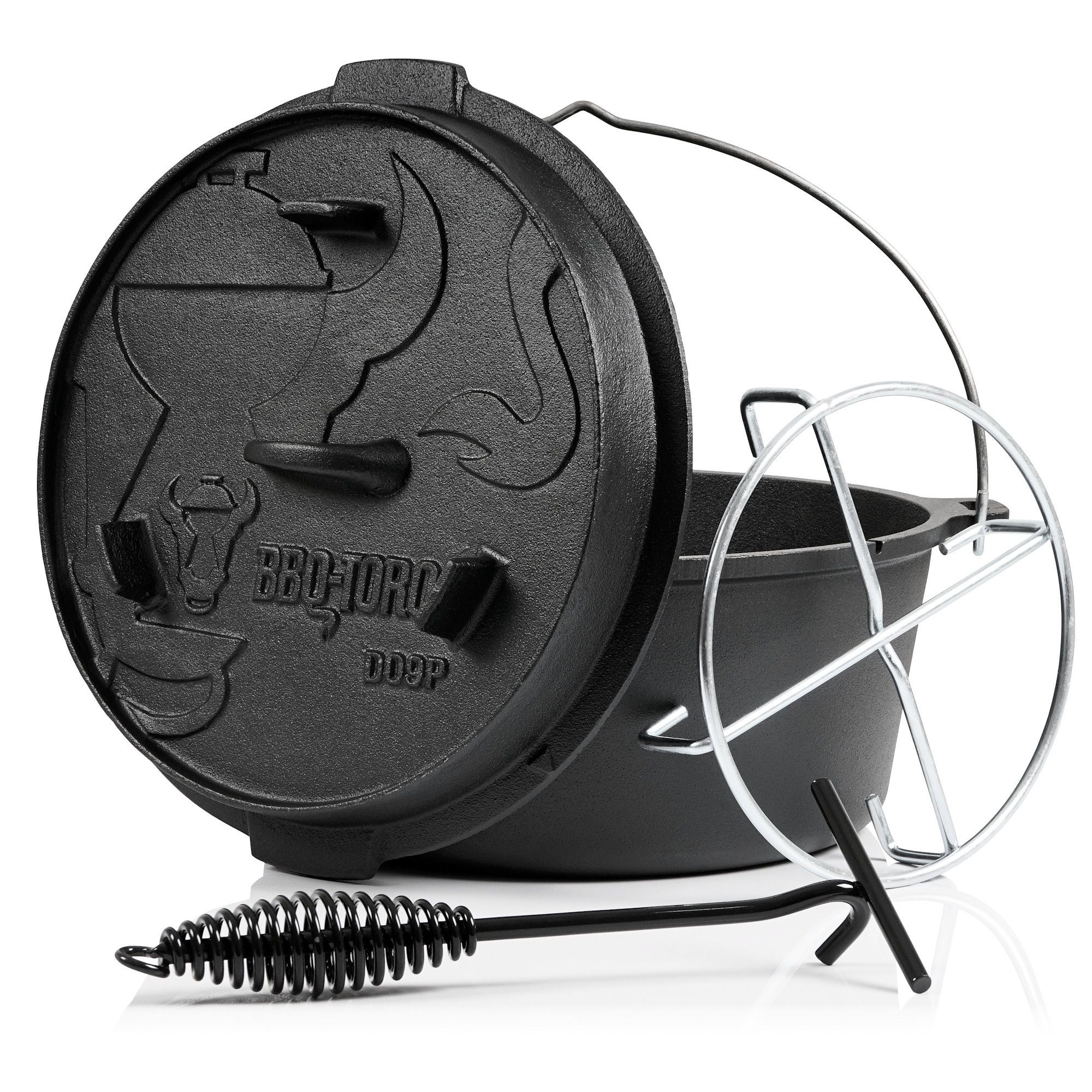 BBQ-Toro Feuerstelle 11-tlg. Dutch Oven Set mit Dutch Oven Grill 
