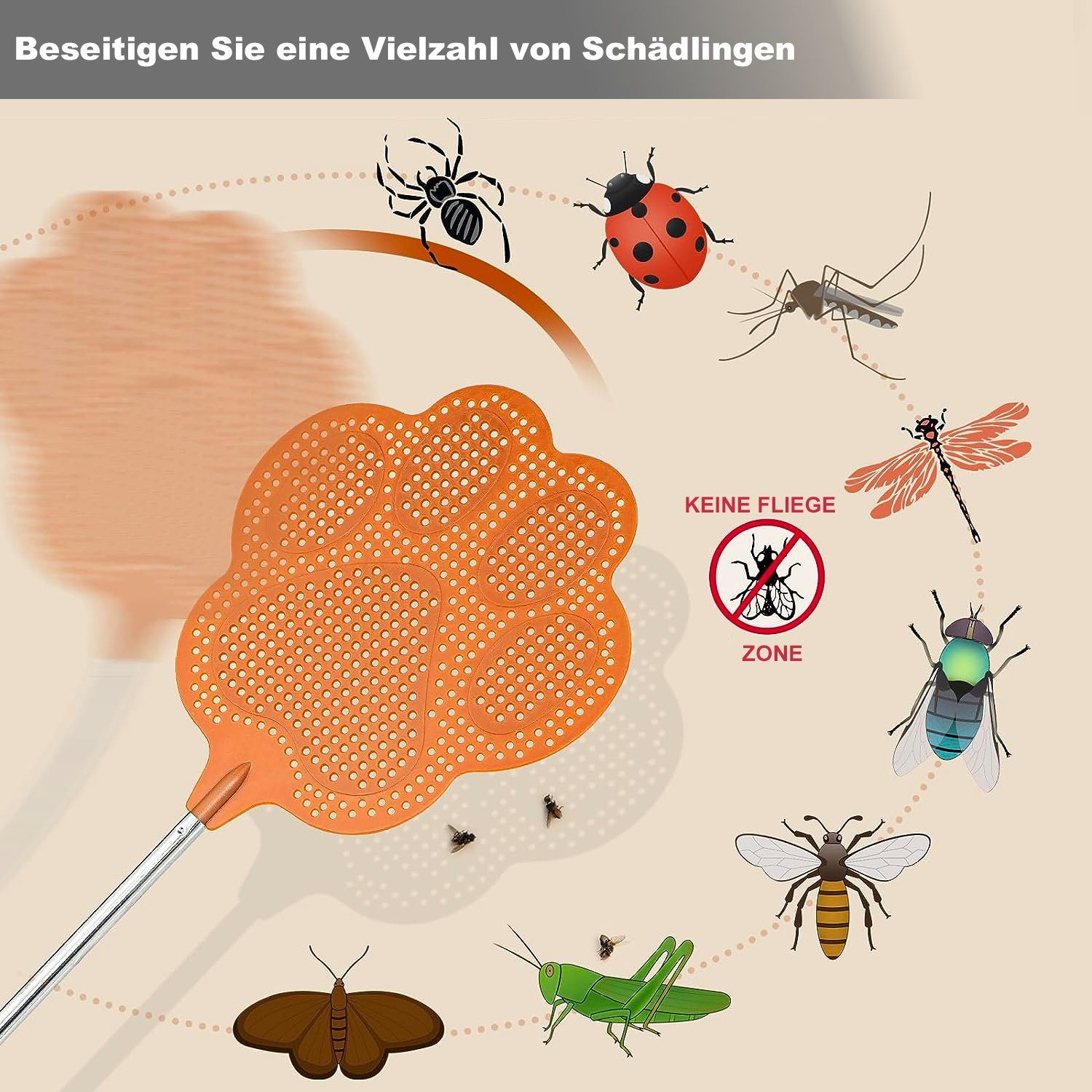MAGICSHE Fliegenklatsche 3 Stück, ausziehbar, Edelstahl
