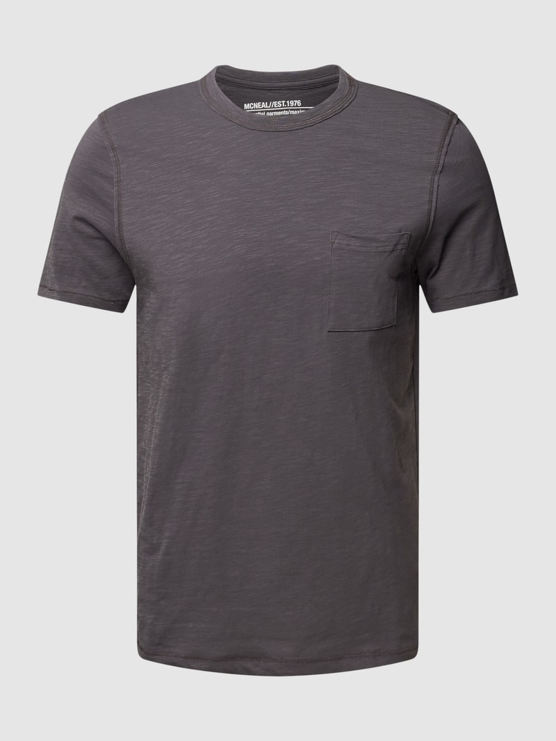 T-Shirt in melierter Optik mit Brusttasche in dunkelgrau