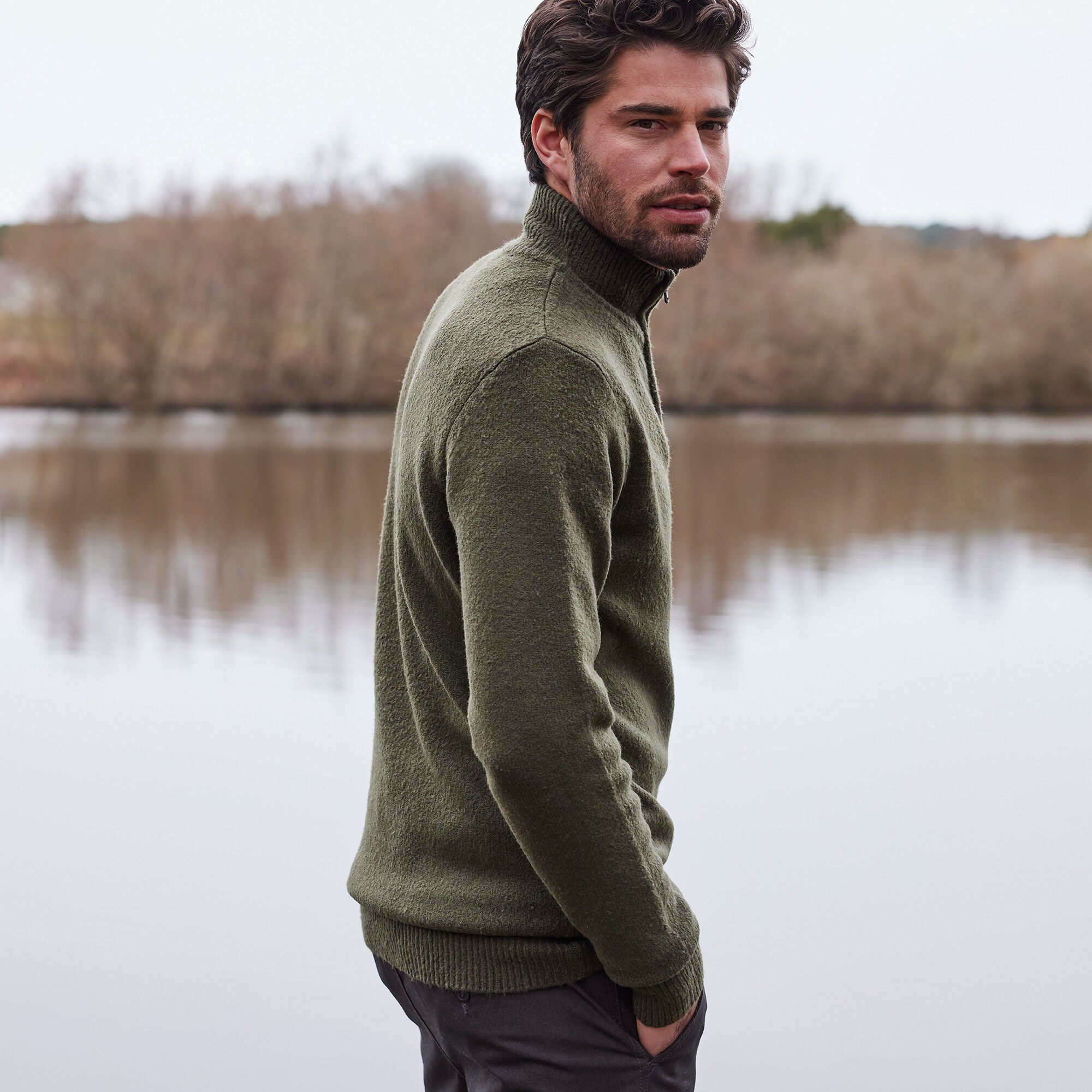 Pull col montant zippé en jersey avec polyester recyclé(1)
