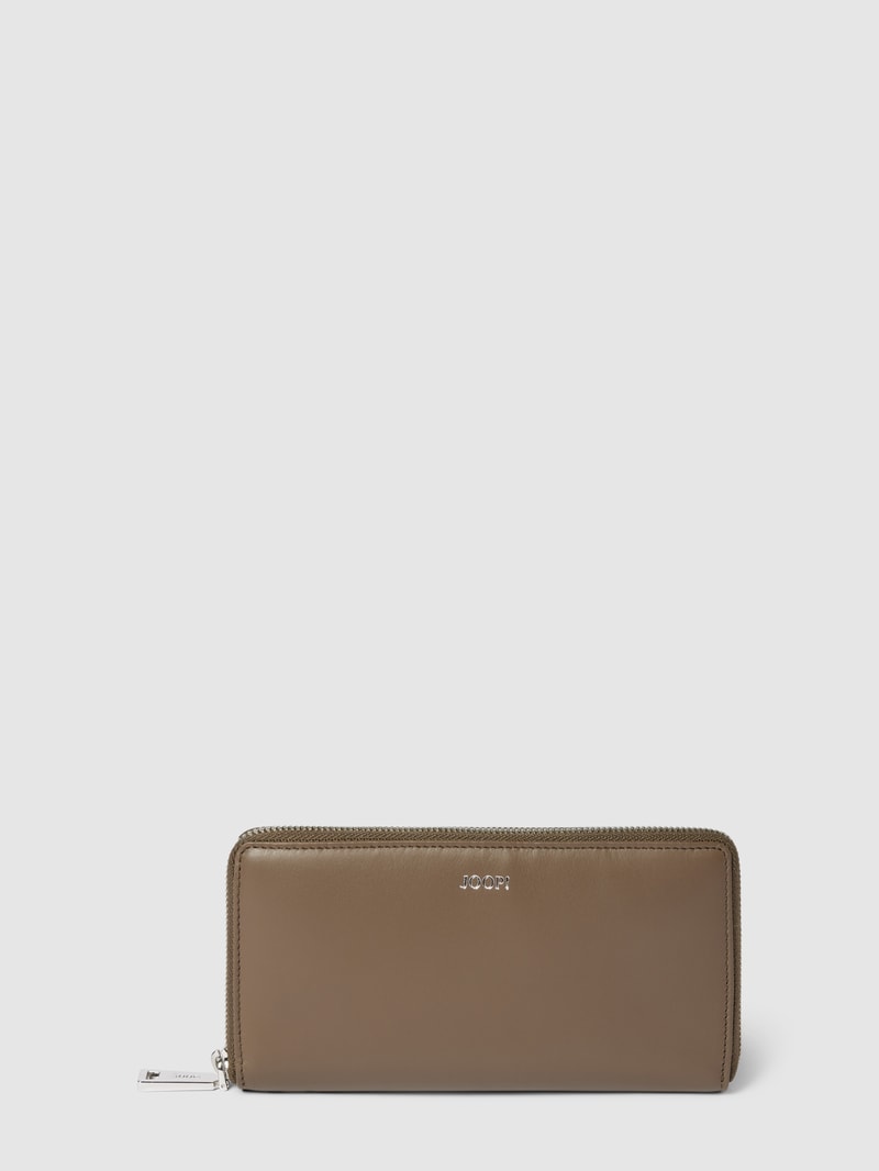 Portemonnaie mit Label-Detail Modell 'Sofisticato Melete' in taupe