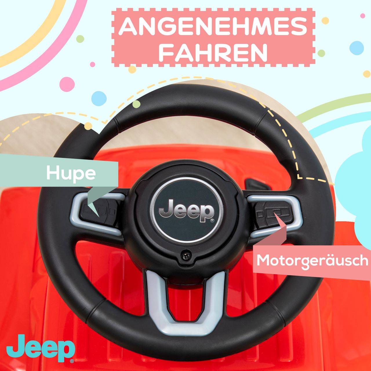 AIYAPLAY Rutschauto, Rutscherfahrzeug, Kinderauto mit Hupe, Kinderfahrzeug, Rot