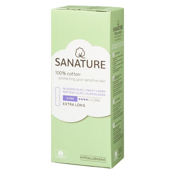 Sanature 100 % puuvillaiset erittäin pitkät pikkuhousunsuojat, lääkinnällinen laite - 20 kpl