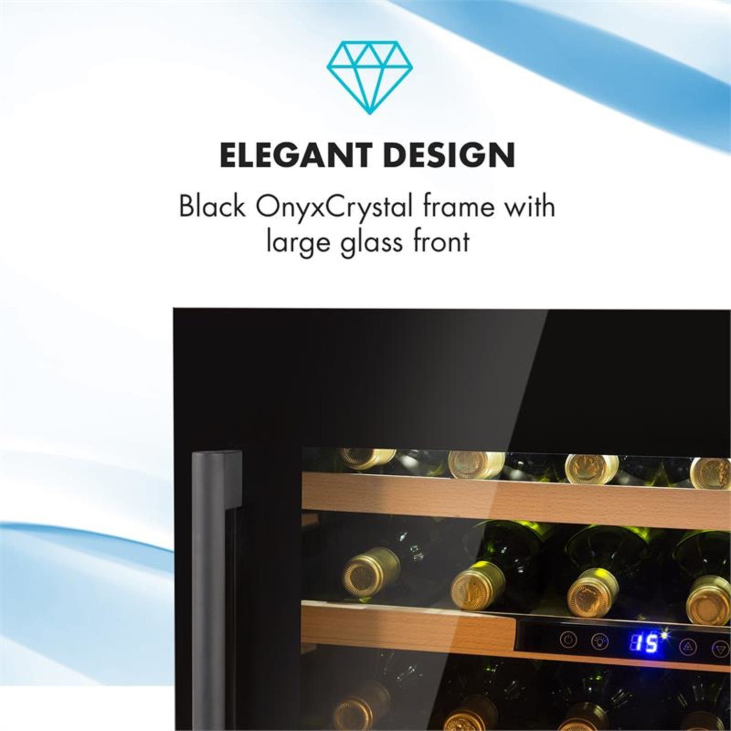 Klarstein Weinkühlschrank Vinsider 24 Onyx Edition, für 24 Standardflaschen á 0,75l,Wein Flaschenkühlschrank Weintemperierschrank Weinschrank Kühlschrank