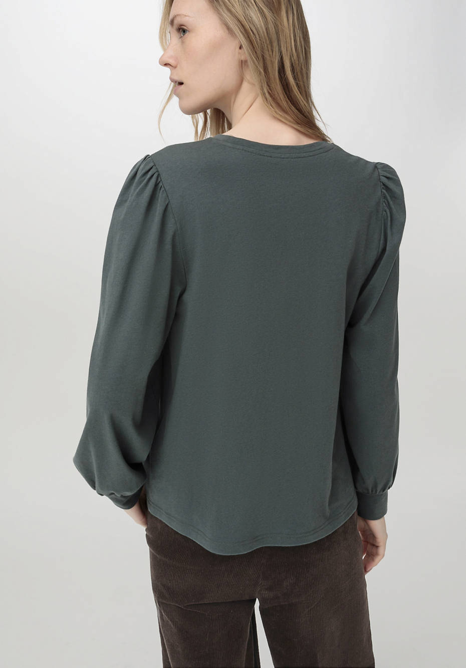 Jersey-Bluse aus Bio-Baumwolle mit Bio-Merinowolle
