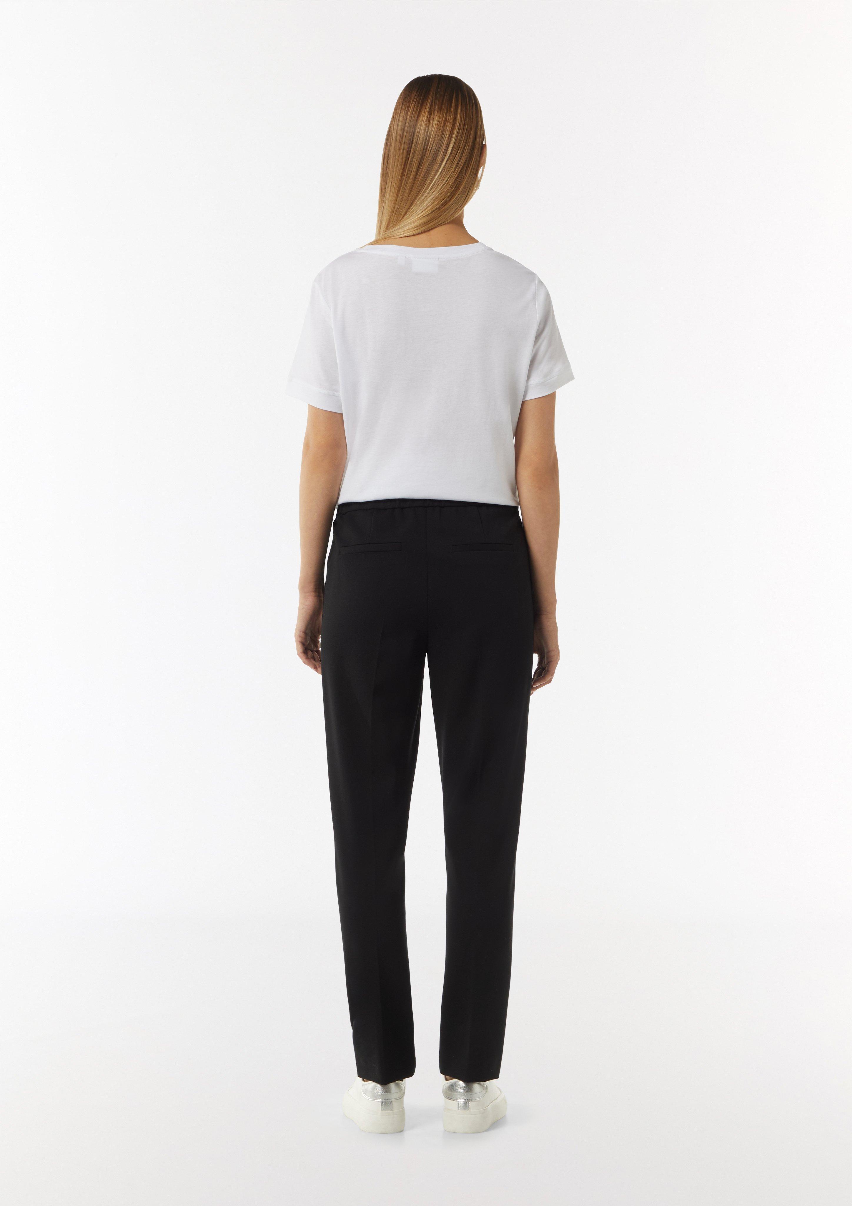 Jersey-Joggpants im Slim Fit mit Bügelfalte - schwarz