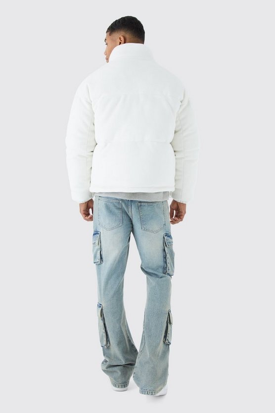 Plus Wildleder-Steppjacke mit Trichterkragen