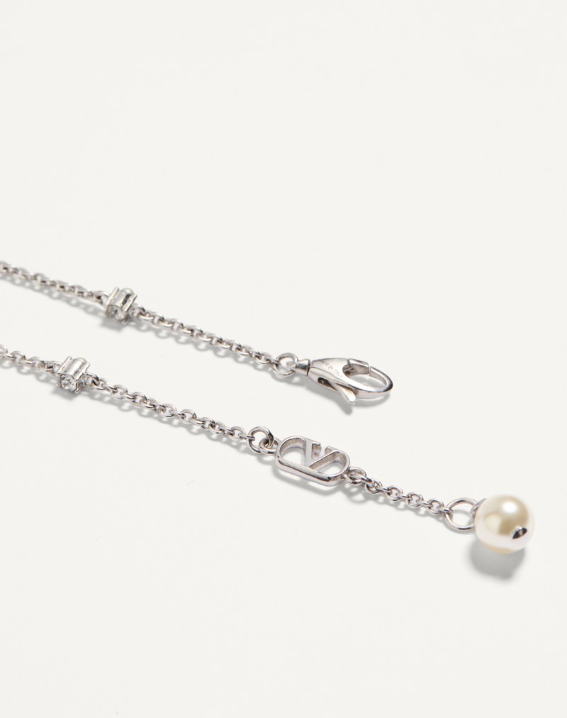 Pulseira com a assinatura VLogo em metal, pérolas e cristais Swarovski®