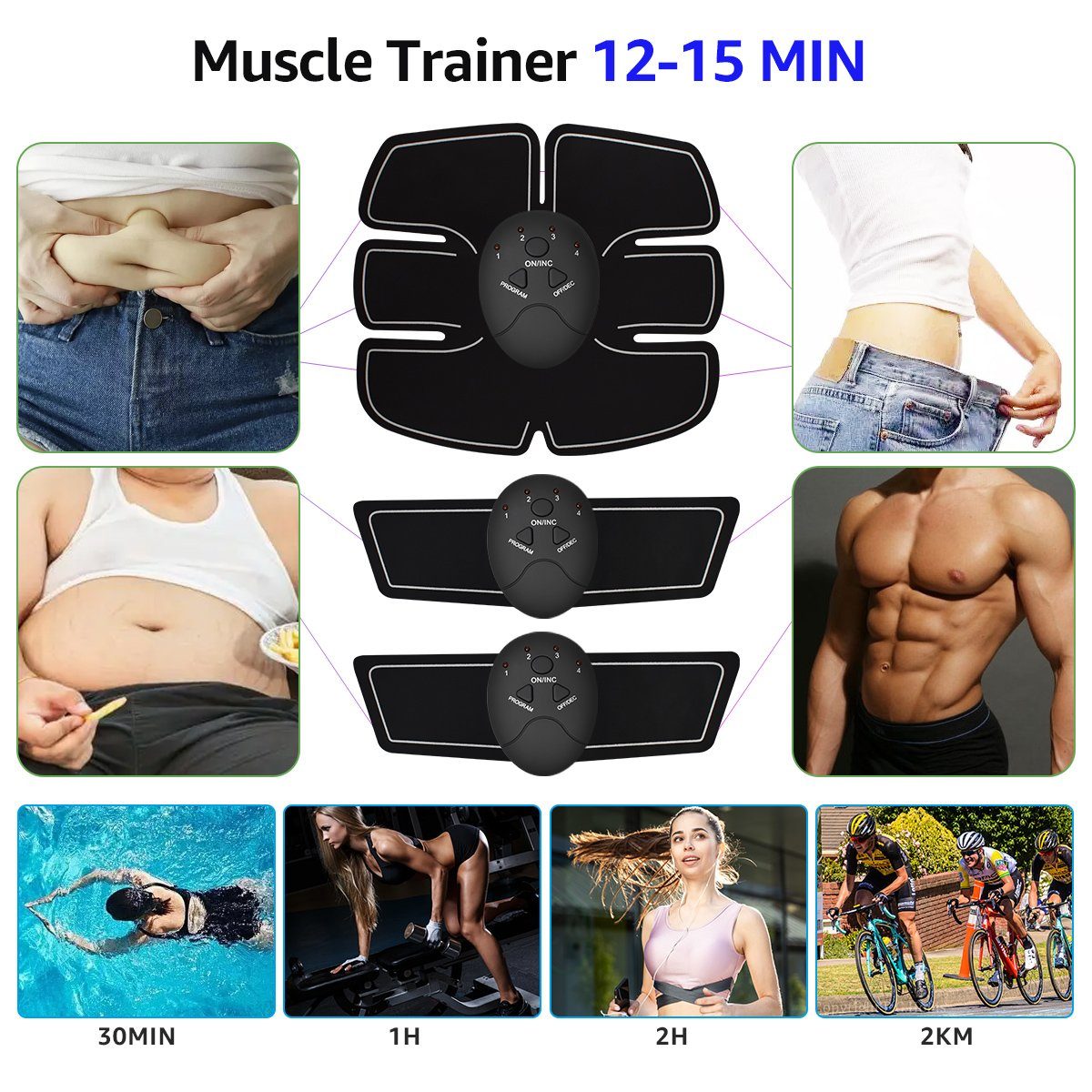 Greensky EMS-Gerät Bauchtrainer, Trainingsgerät, EMS Muskelstimulator, (USB wiederaufladbarer tragbarer Muskelstimulator), elektrischer Armtrainer Hüfttraining Fitnessgürtel
