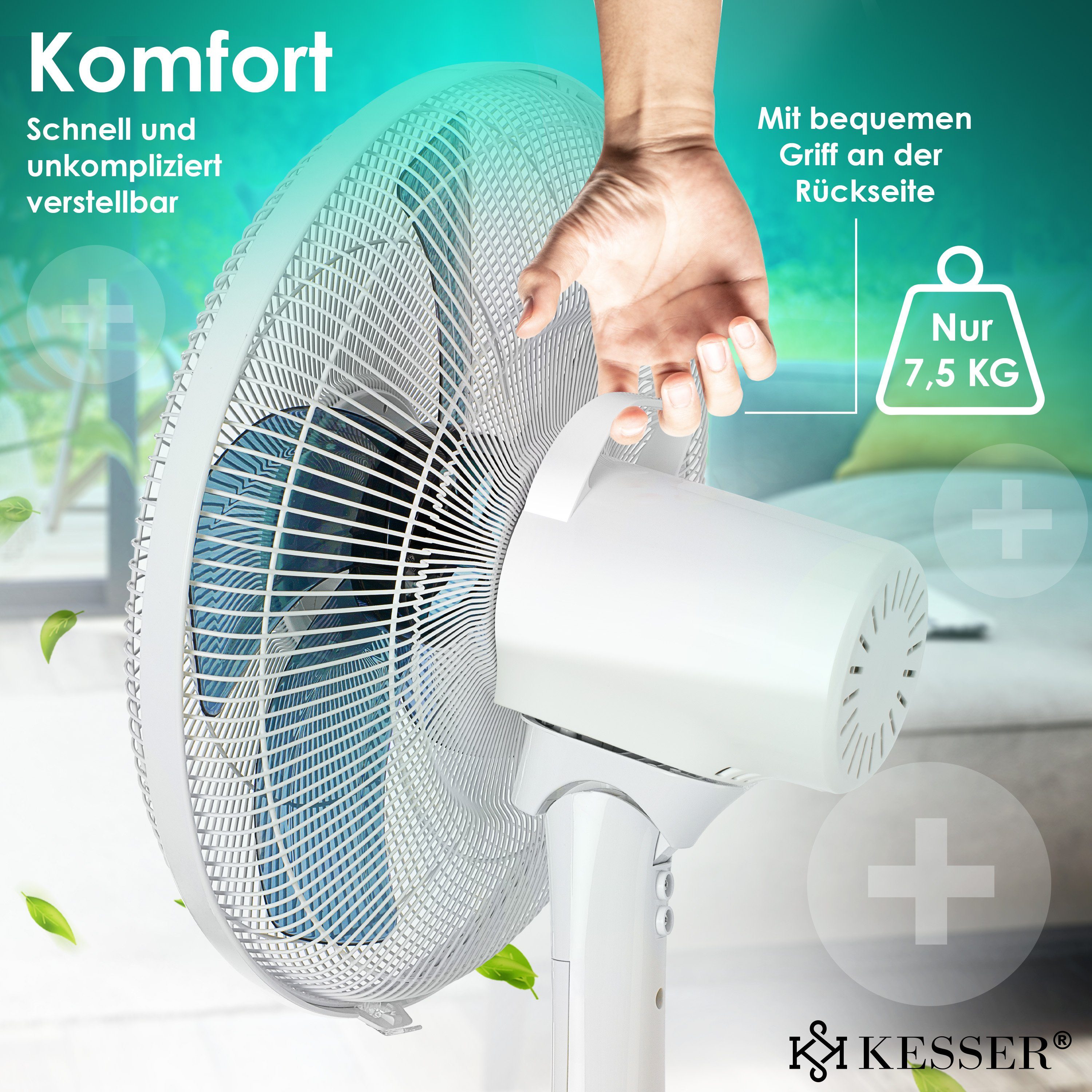 KESSER Standventilator, Standventilator mit Fernbedienung und Display Led Timer