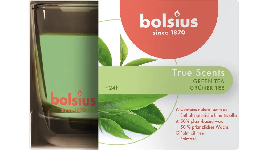 bolsius Duftglas medium True Scents Grüner Tee Grüner Tee