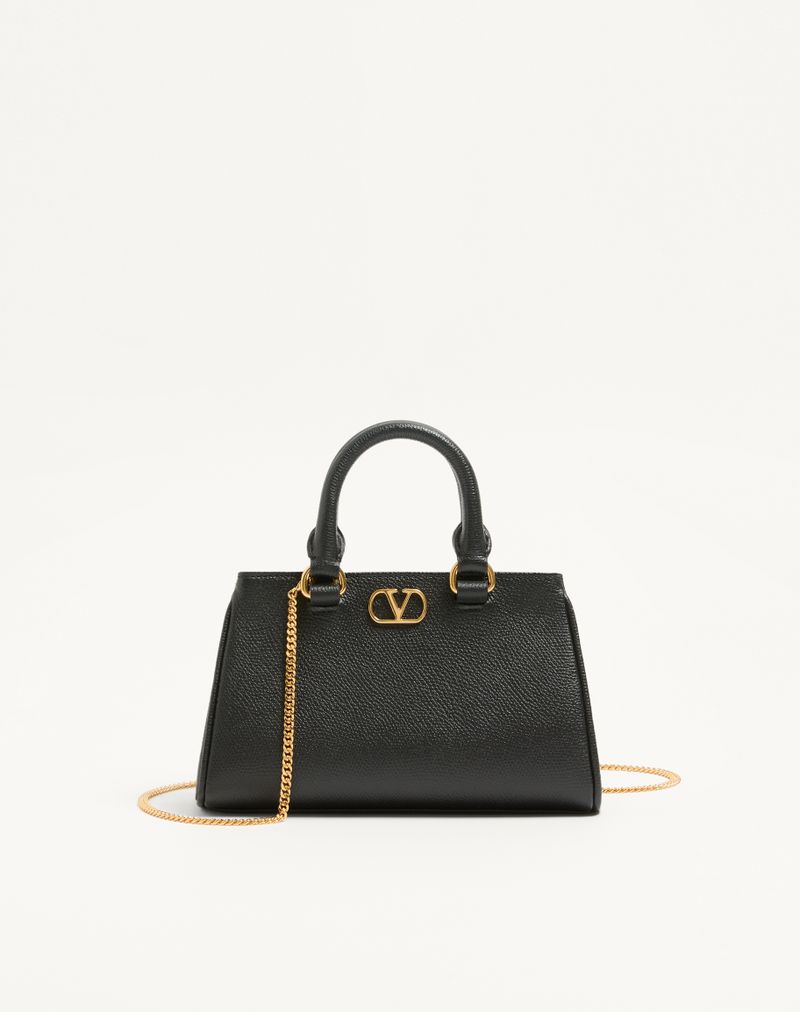Bolsa Mini VLogo Signature em couro de bezerro granulado