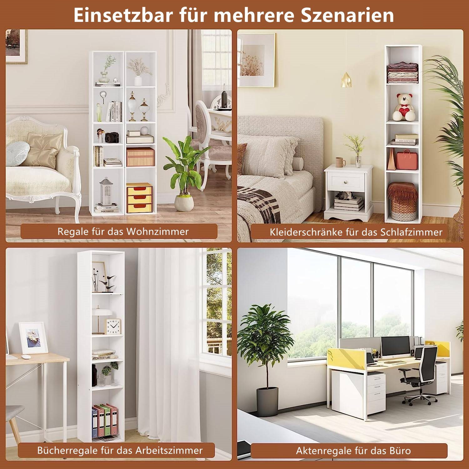 Woltu Bücherregal, 1-tlg., offenes Regal mit 5 Würfeln aus Holzwerkstoff