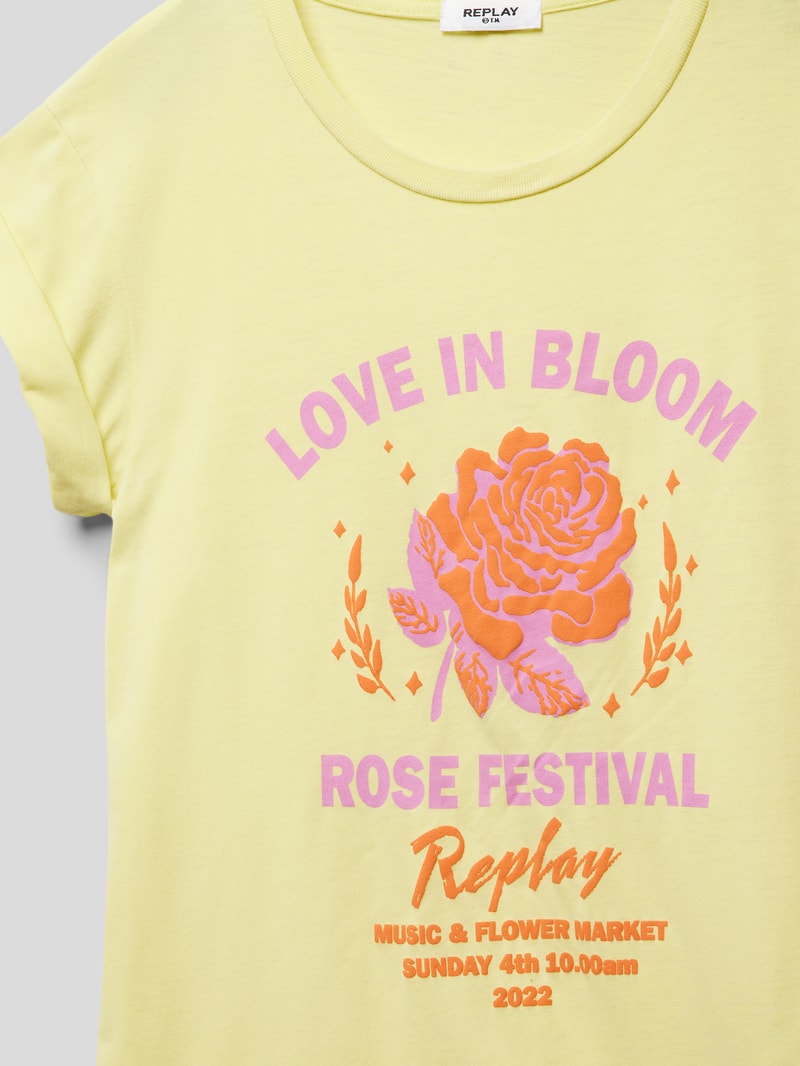 T-Shirt mit Motiv-Print in hellgelb