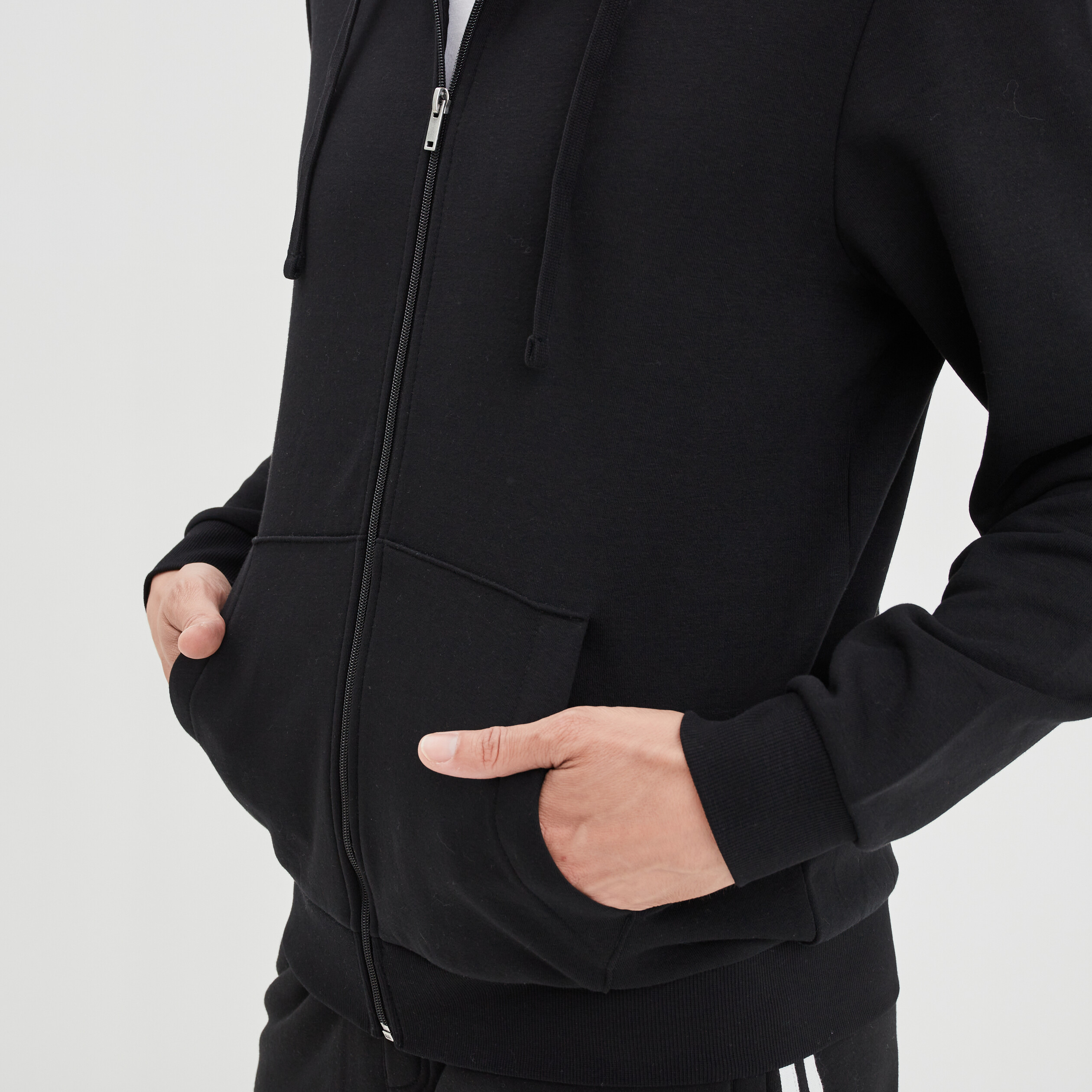 Sweat zippé molleton à capuche noir homme | La Halle