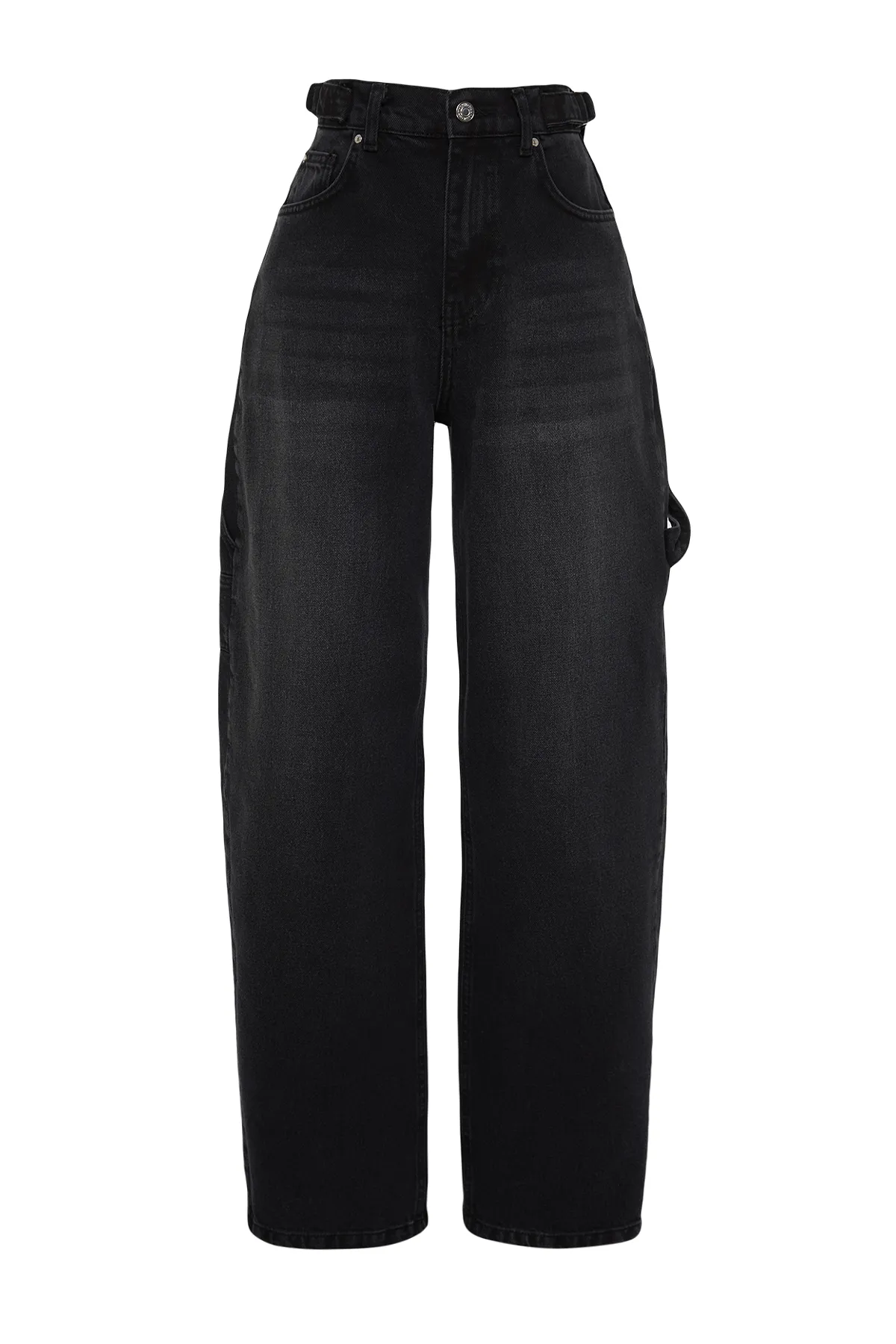 Trendyol Collection  Schwarze Carpenter-Jeans mit lockerer Passform und hoher Taille TWOAW24JE00308