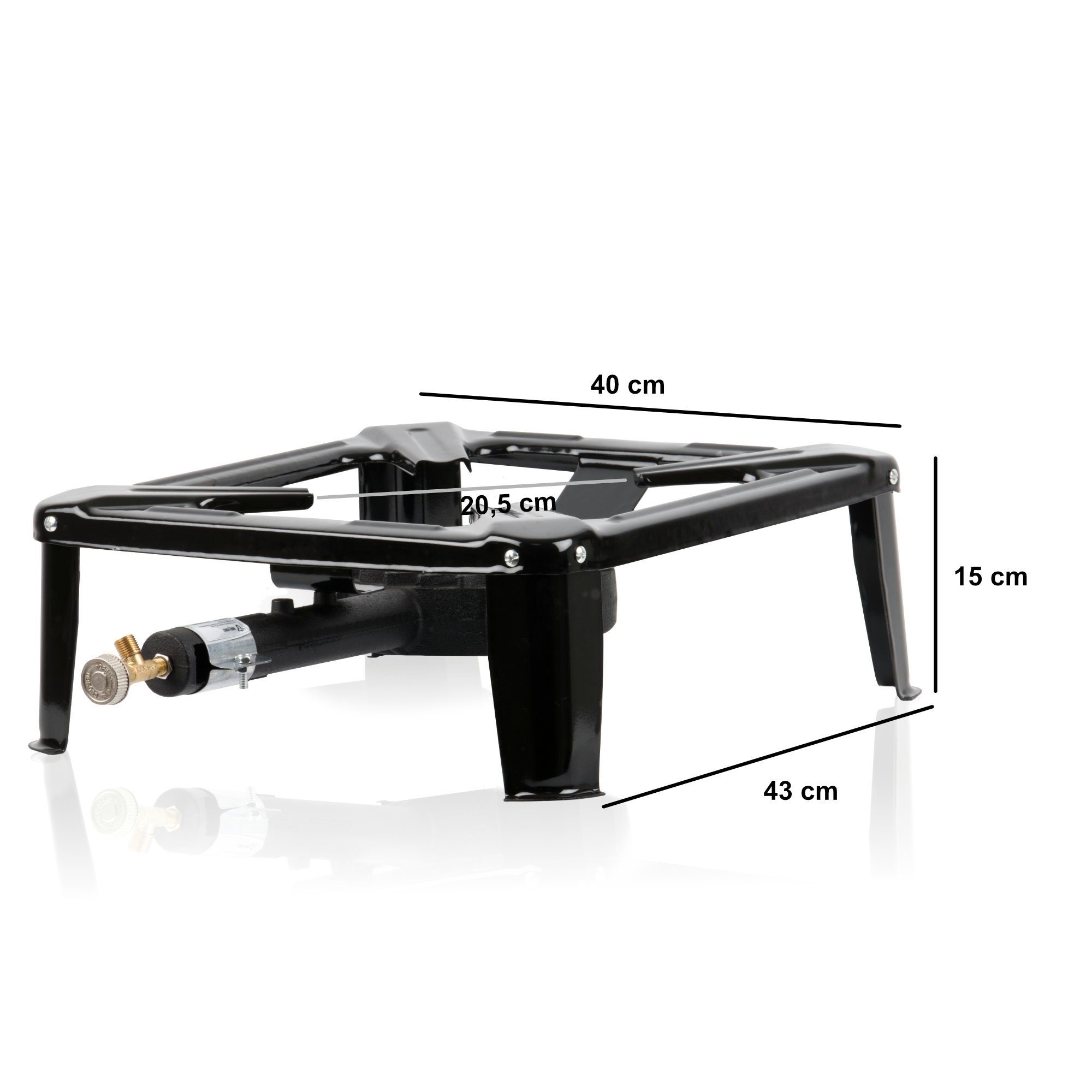 BBQ-Toro Gaskocher Gusseisen Gaskocher, 1-Ring-Gasbrenner 40 x 40 x 15 cm, 7 kW