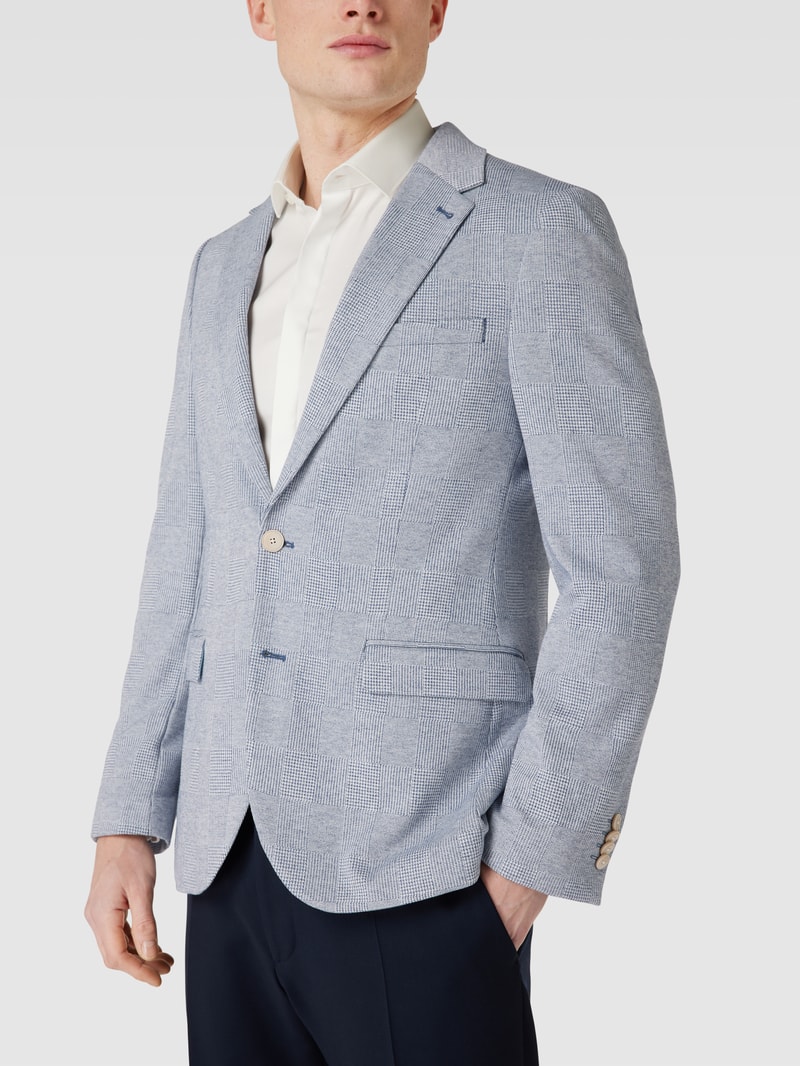 Slim Fit 2-Knopf-Sakko mit Glencheck-Muster in blau