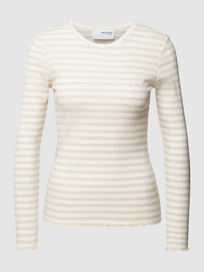 Longsleeve mit Streifenmuster Modell 'ANNA' in sand