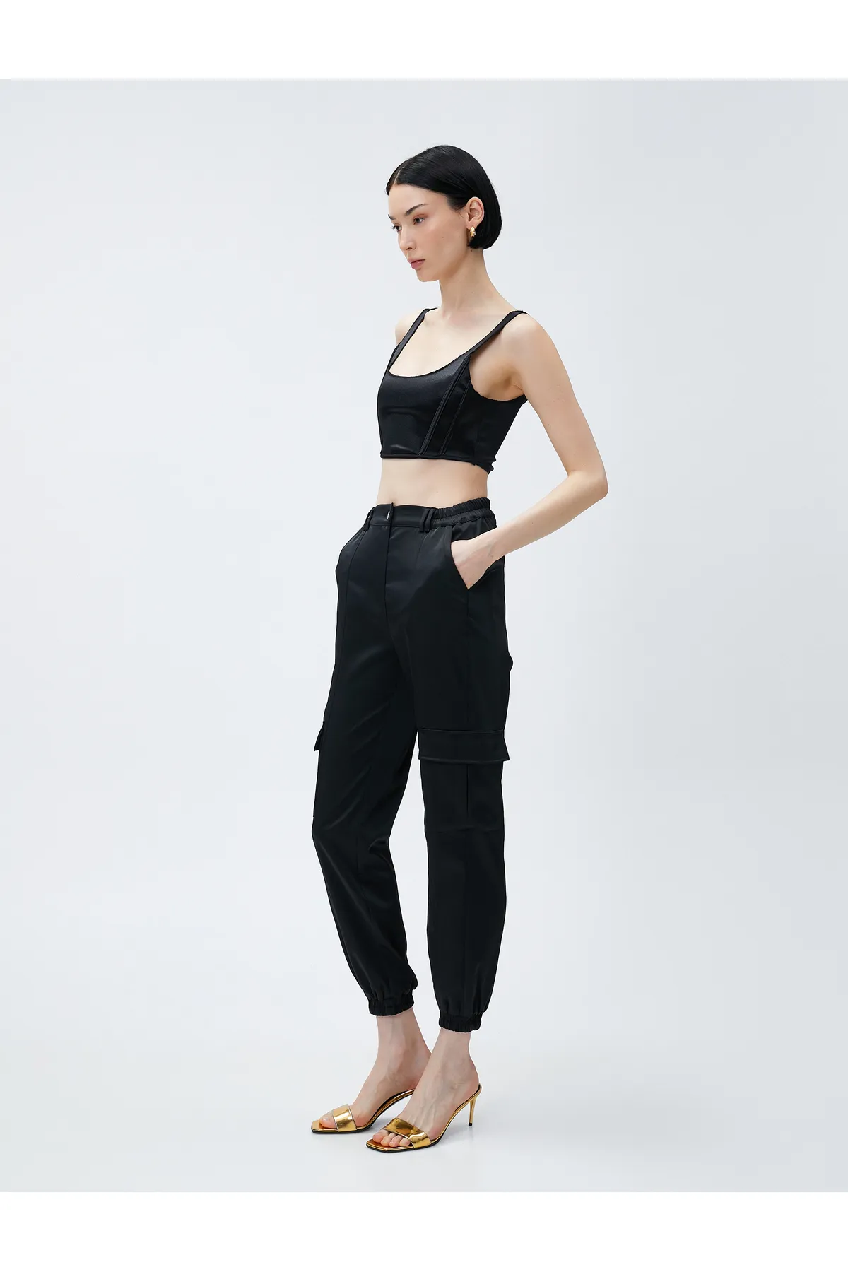 Koton  Jogger-Cargohose mit Tasche, gerippt