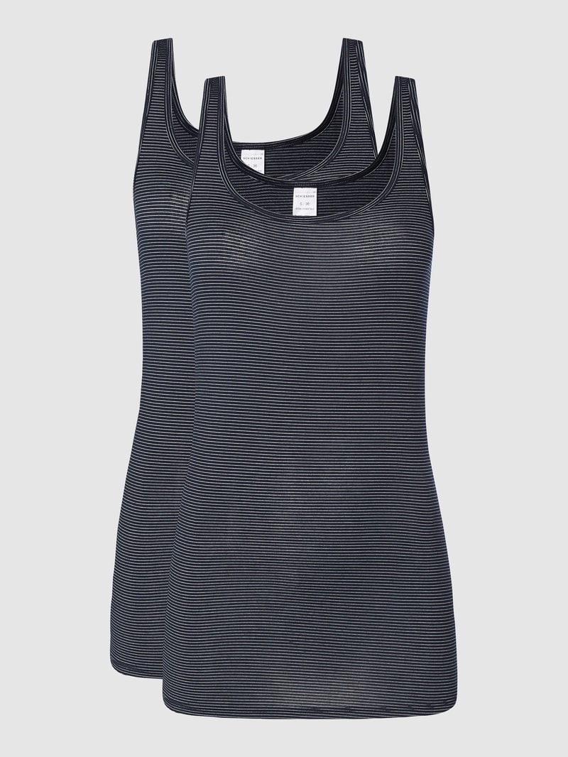 Tanktop mit Strukturmuster im 2er-Pack in dunkelblau