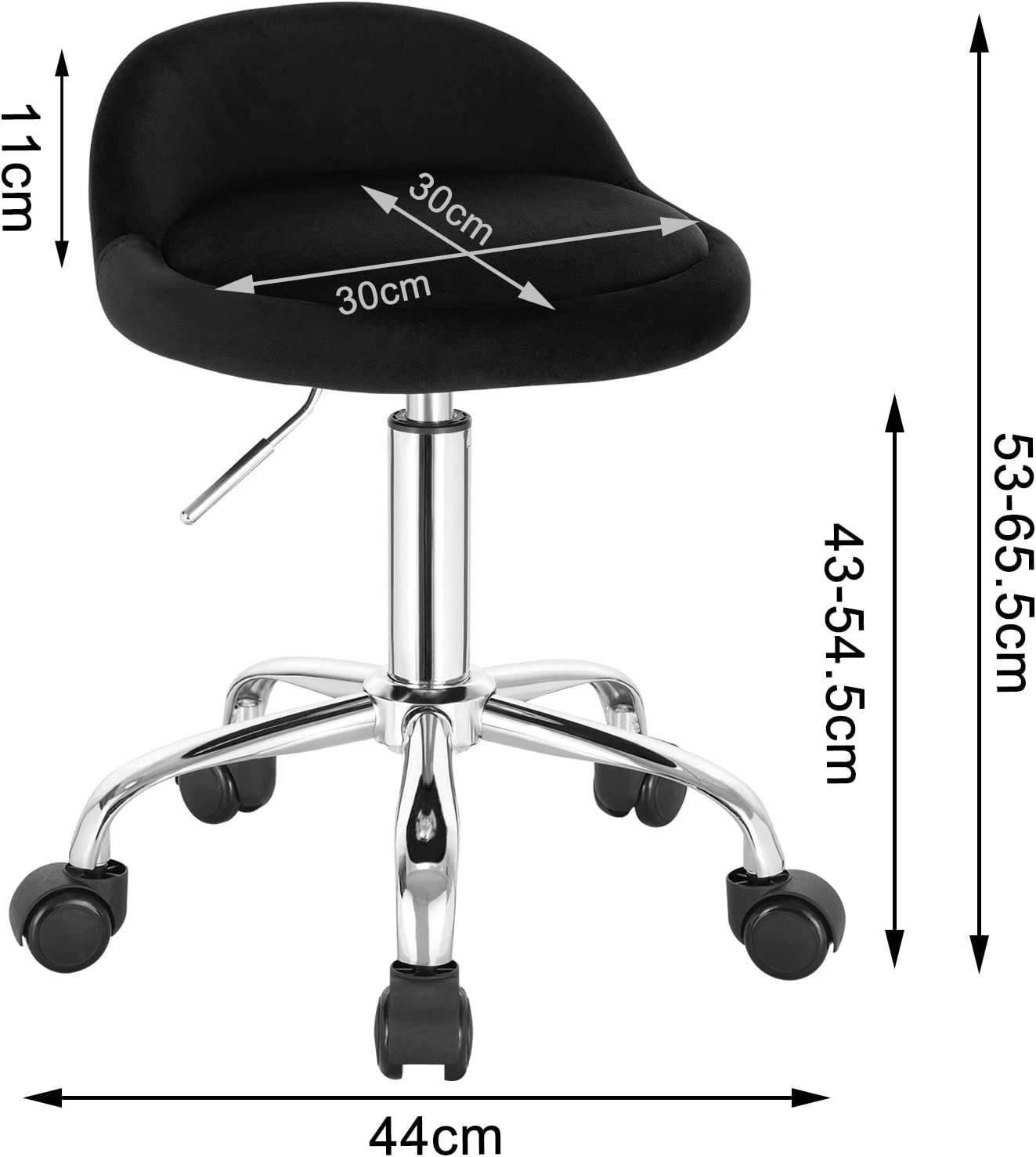 Woltu Bürostuhl, mit Rollen Drehhocker höhenverstellbar Sitzhöhe 43-54,5 cm