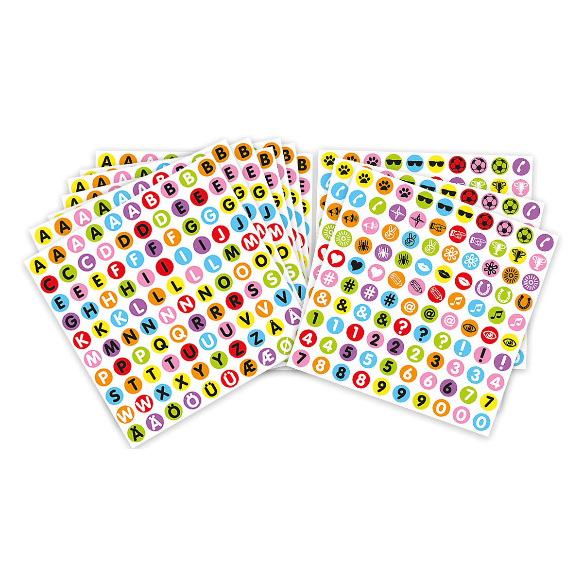 Buchstaben, Zahlen & Symbole10 Bogen Sticker, 1.000 Sticker