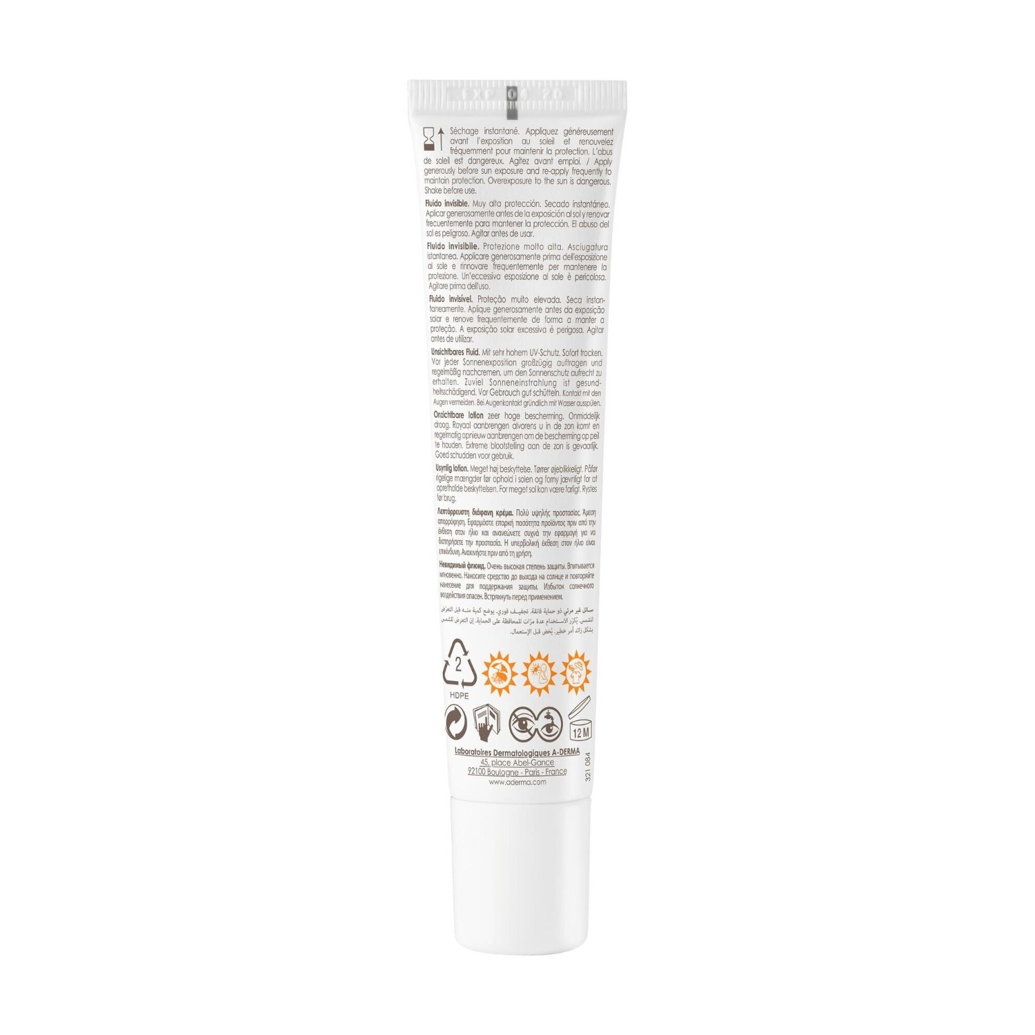A-DERMA nevidljivi fluid za zaštitu od sunca za lice SPF50+
