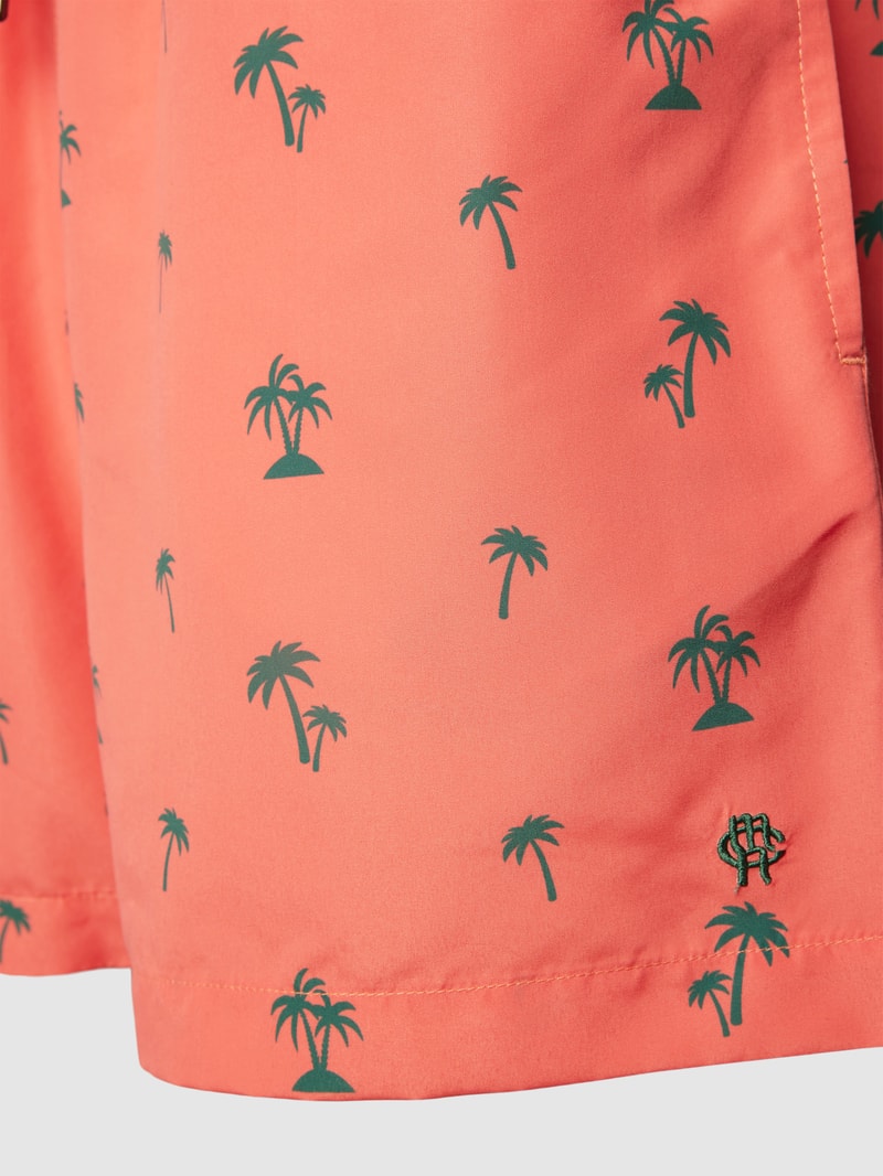 Badehose mit Allover-Print in koralle