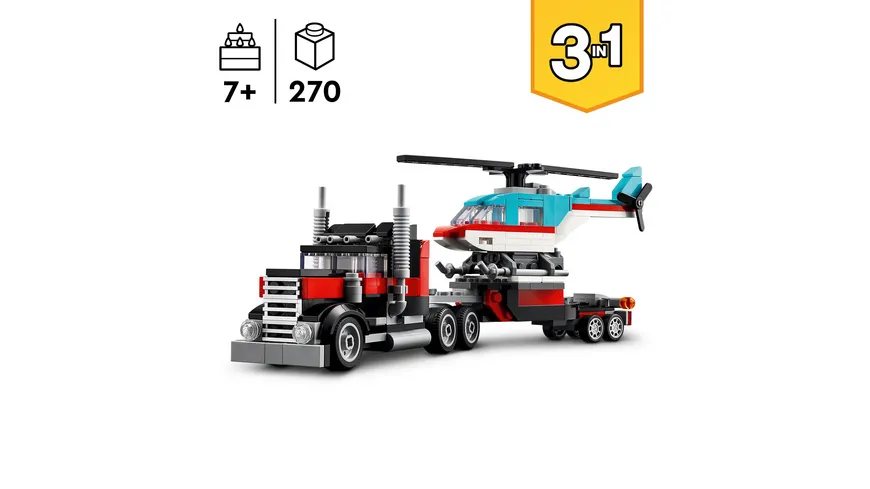 LEGO Creator 3in1 31146 Tieflader mit Hubschrauber