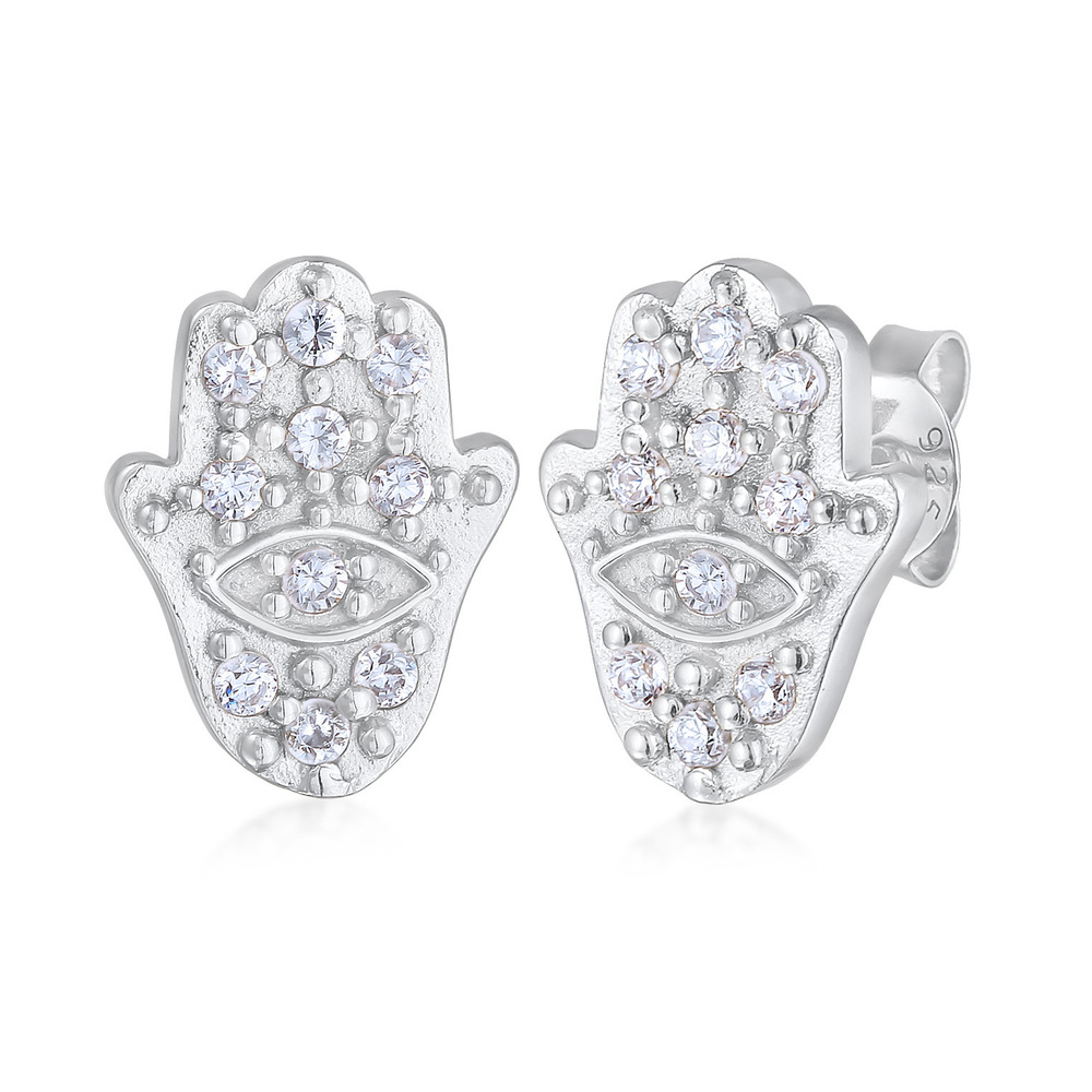 Elli Elli Boucles d'Oreilles Femmes Clous d'oreilles Hamsa main symbole avec Cristal d Boucles d'oreilles