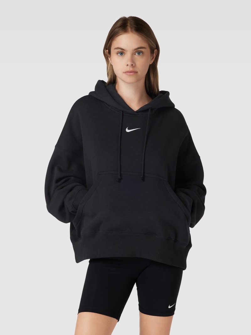 Hoodie mit Label-Print in schwarz