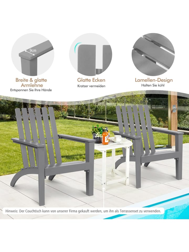 COSTWAY Adirondack Stuhl in Grau günstig kaufen onesize