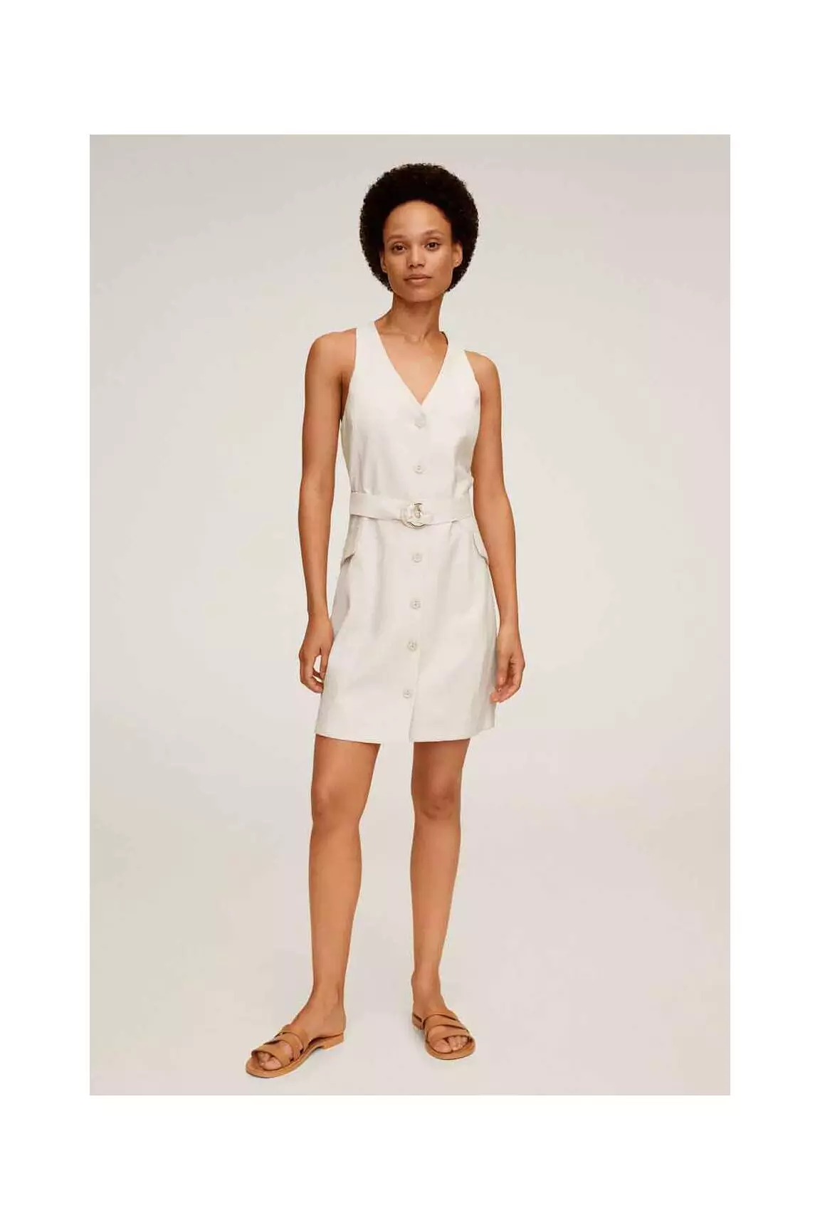 Mango Robes Mi Longues Femme couleur beige