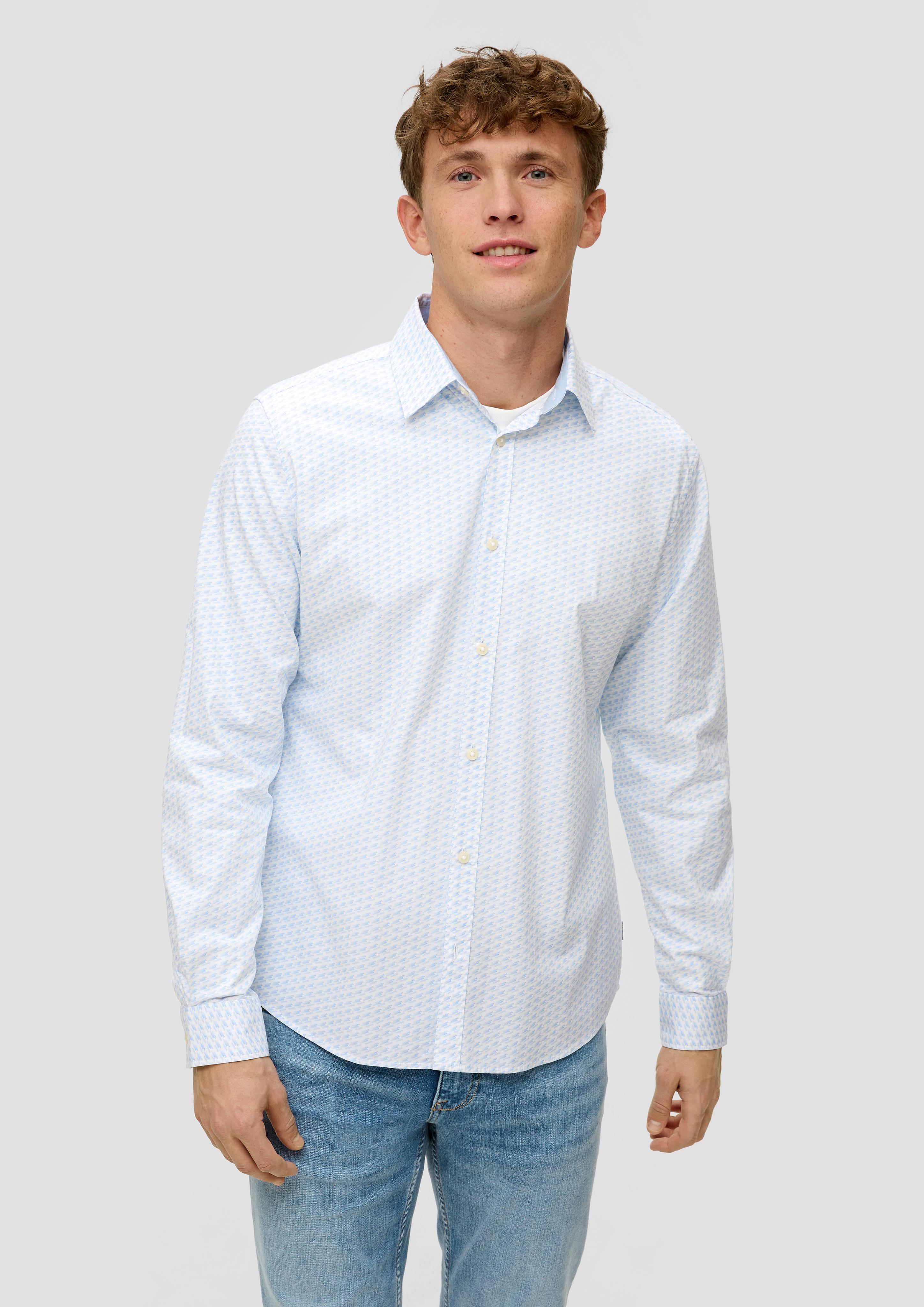 Slim: Langarmhemd aus Baumwollmix  2140659-50A1