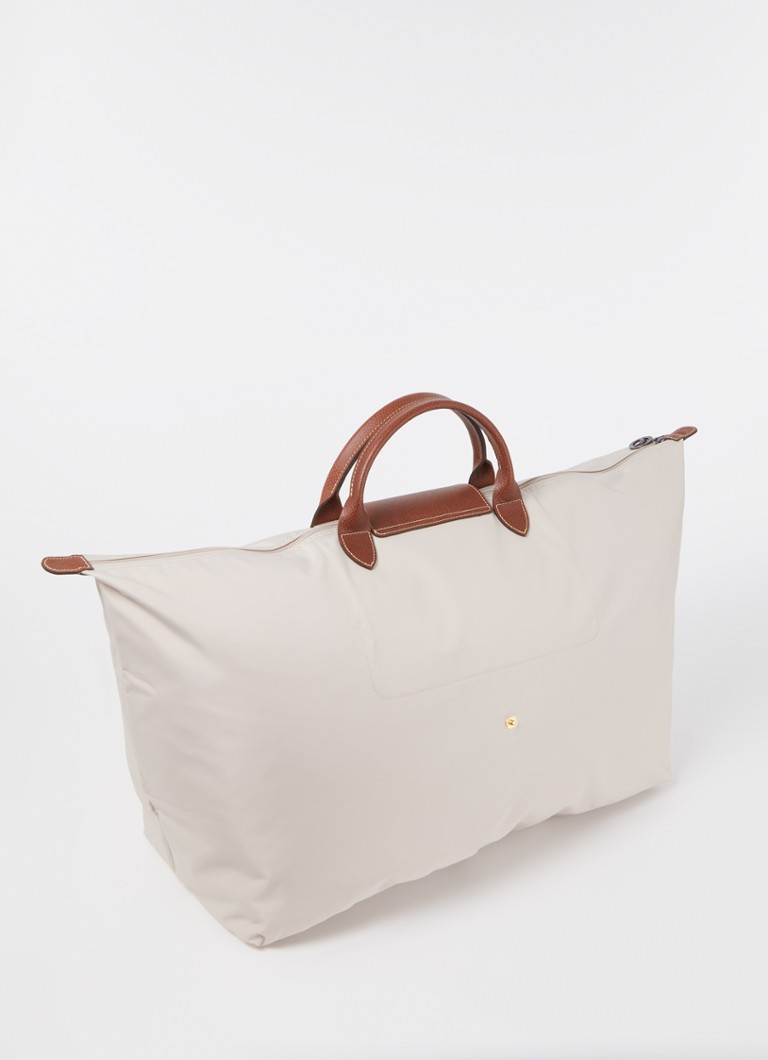 Longchamp Le Pliage Vihreä matkalaukku M nahkayksityiskohdilla