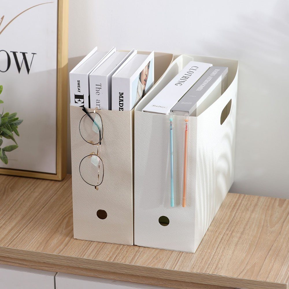 KOMIRO Zeitungsständer Zeitschriftenhalter mit Griff, Dokumentenhalter aus Leder Dunkelgrau (2 St)