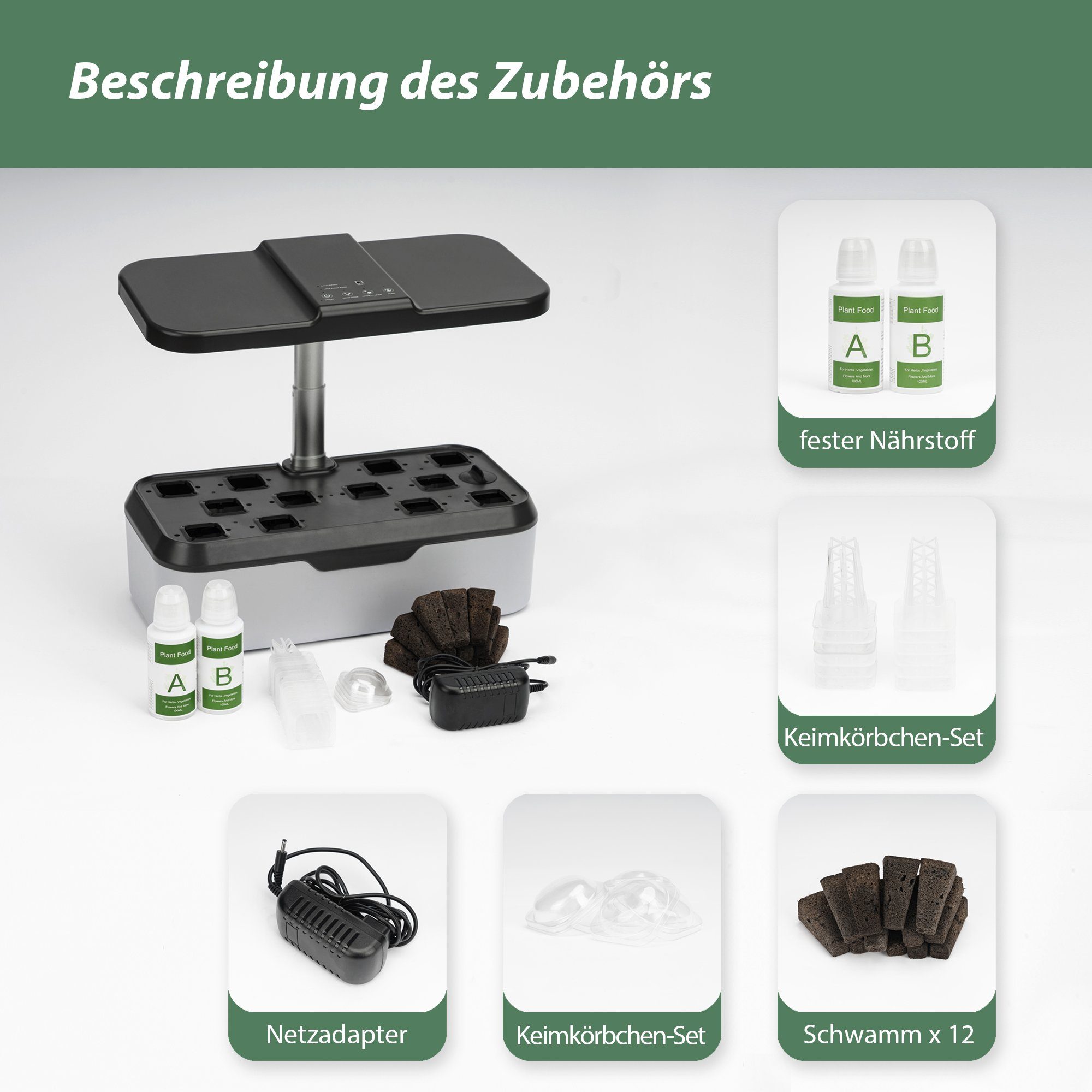 HomeGuru Pflanzkübel Hydroponische Anzuchtsysteme,Smart Indoor Garden,mit LED-Pflanzenlampe (1 St., Packung)