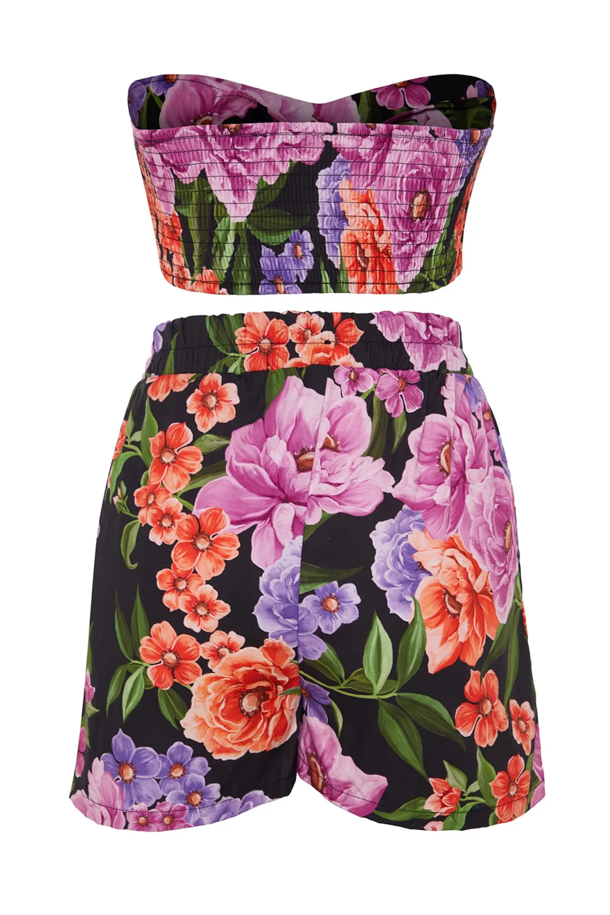 Trendyol Collection  Set aus Bluse und Shorts aus 100 % Baumwolle mit Blumenmuster und Webmuster TBESS23AU00142