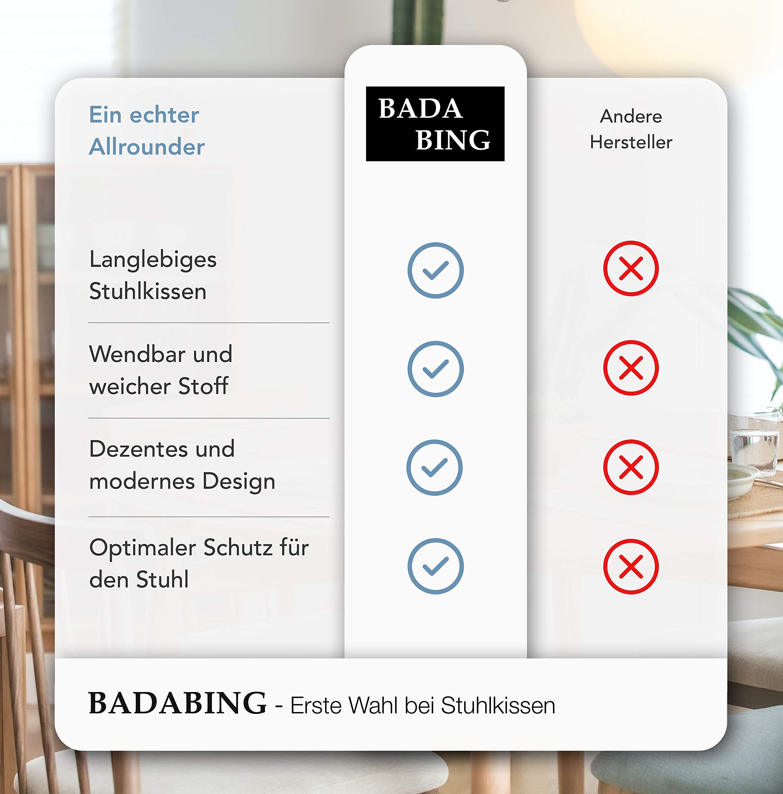 Bada Bing Stuhlkissen Filz Sitzkissen Ovale Filzkissen Anthrazit Für Designerstühle, Wendekissen, 2er Set