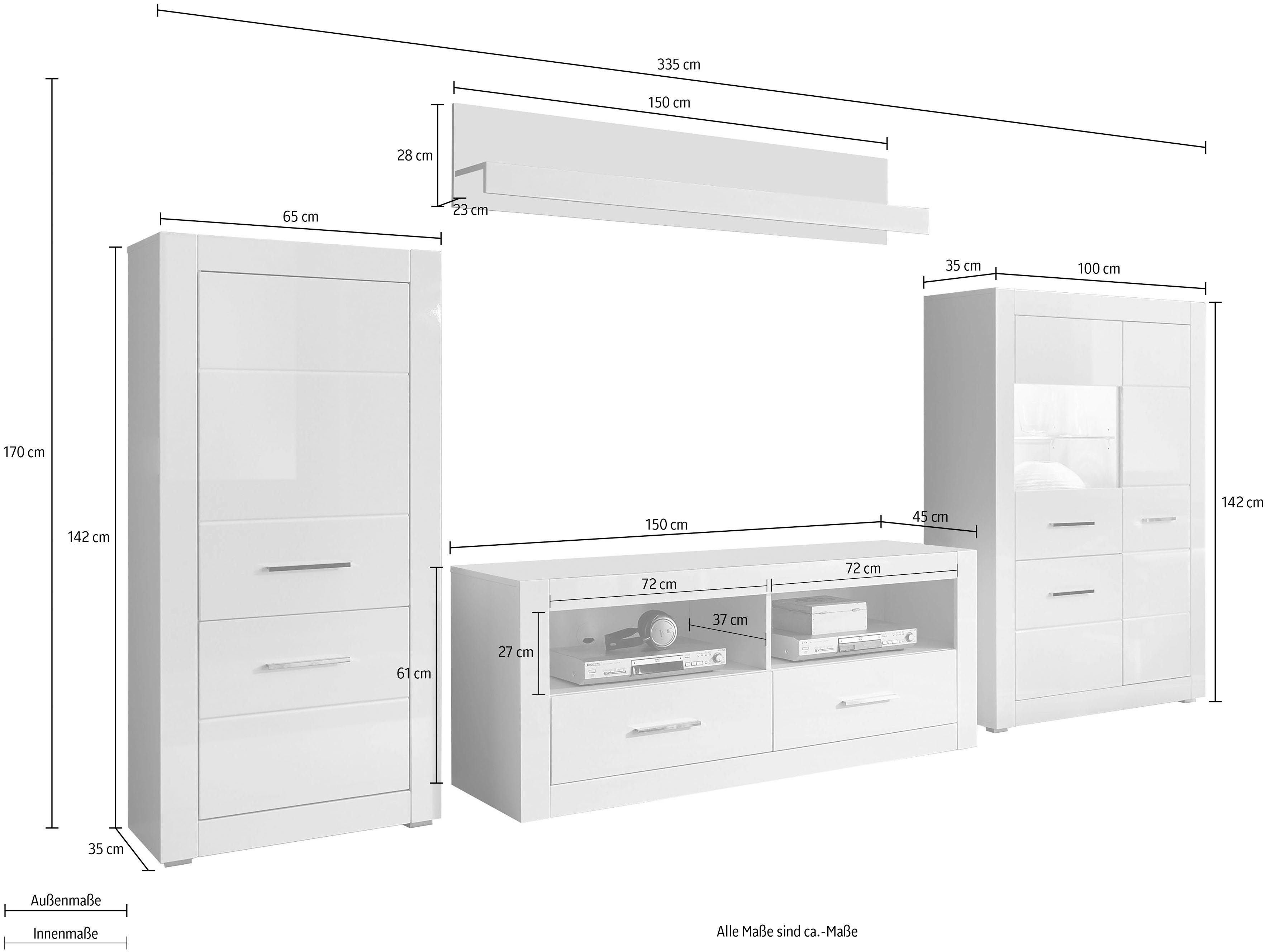 INOSIGN Wohnwand BIANCO, (Set, 4-St)