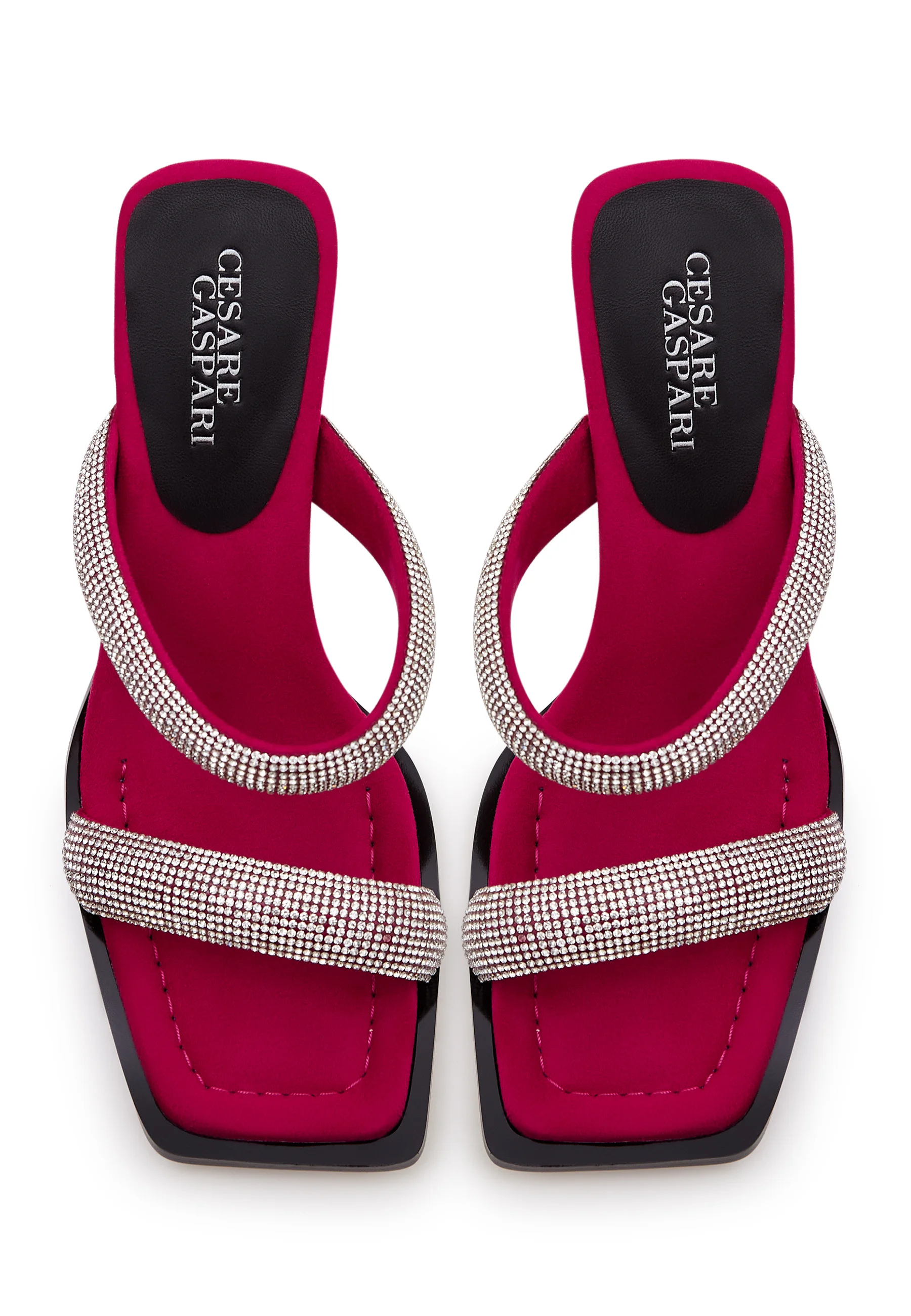 Cesare Gaspari 1663 - Sandalias de tacón alto con joya de Cesare Gaspari Sandalias de tacón alto con joya de ante - Sandalias - Cesare Gaspari - Pantuflas