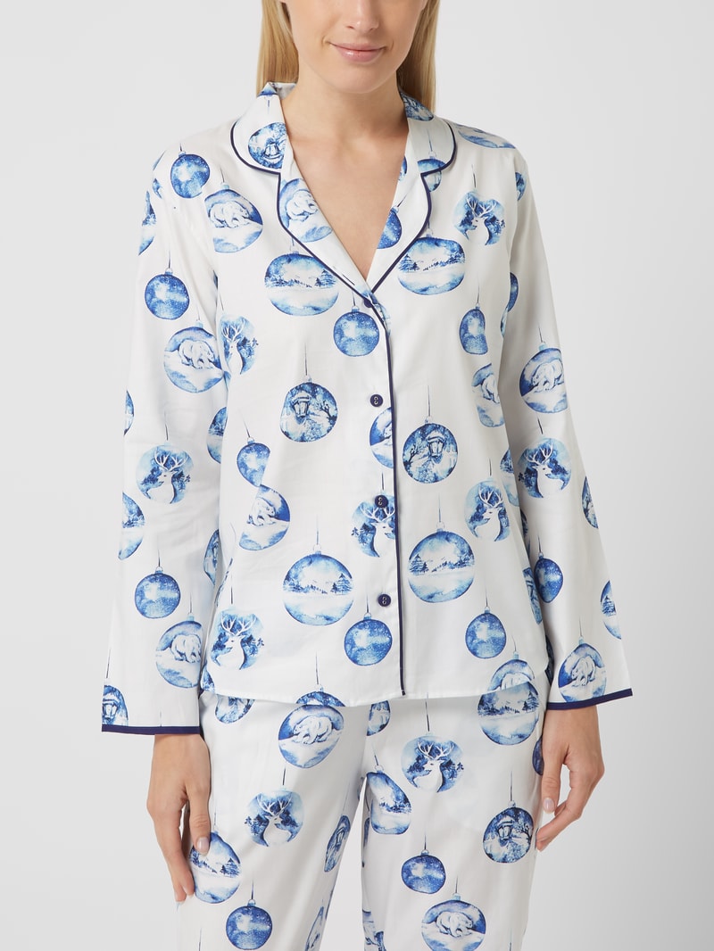 Pyjama-Oberteil mit Allover-Muster Modell 'Riley' in weiß