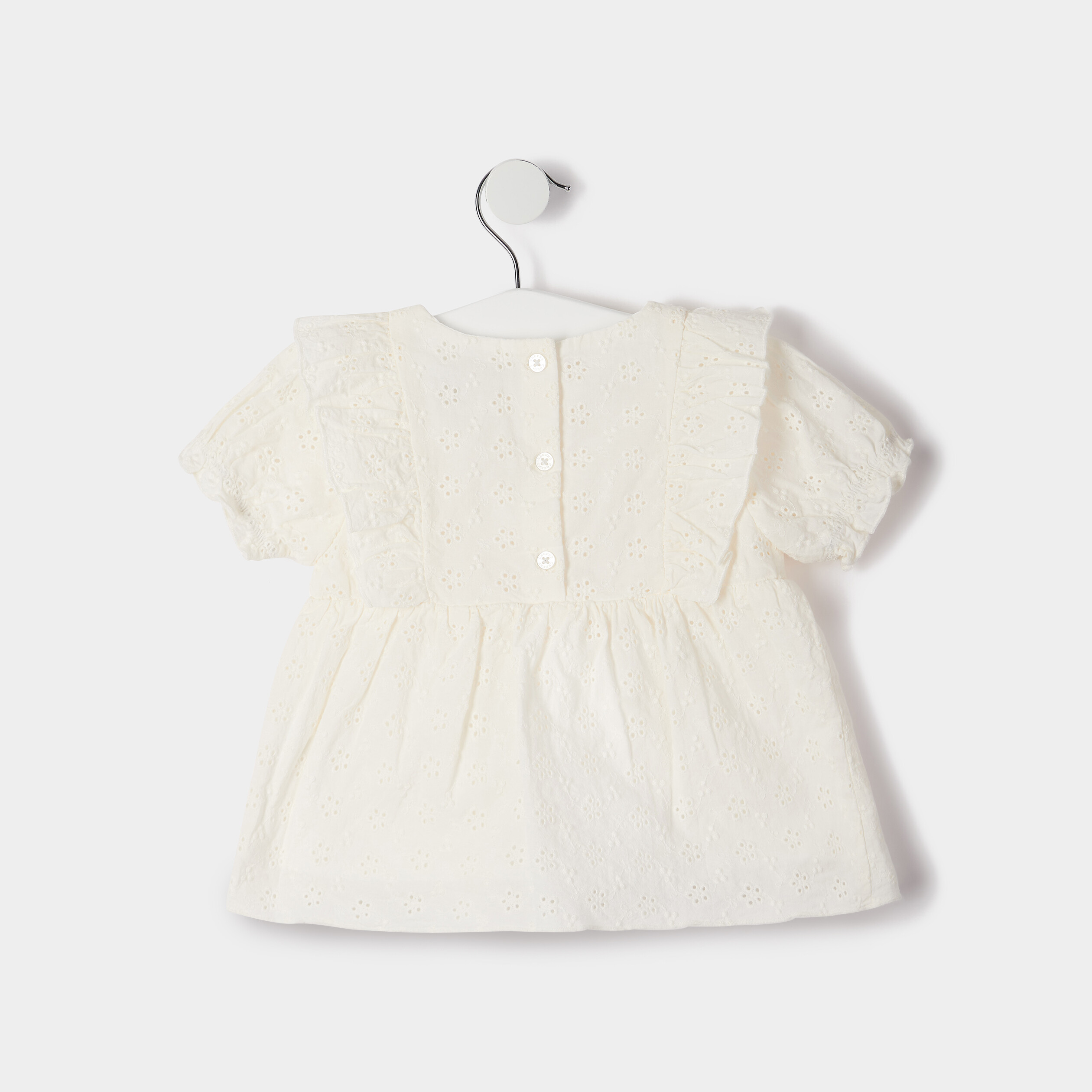 Ensemble 3 pièces avec broderie denim bleach bébé fille | La Halle