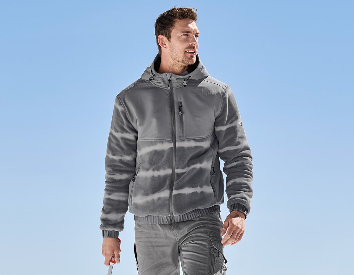 Hybrid Kapuzenfleecejacke tie-dye e.s.motion ten