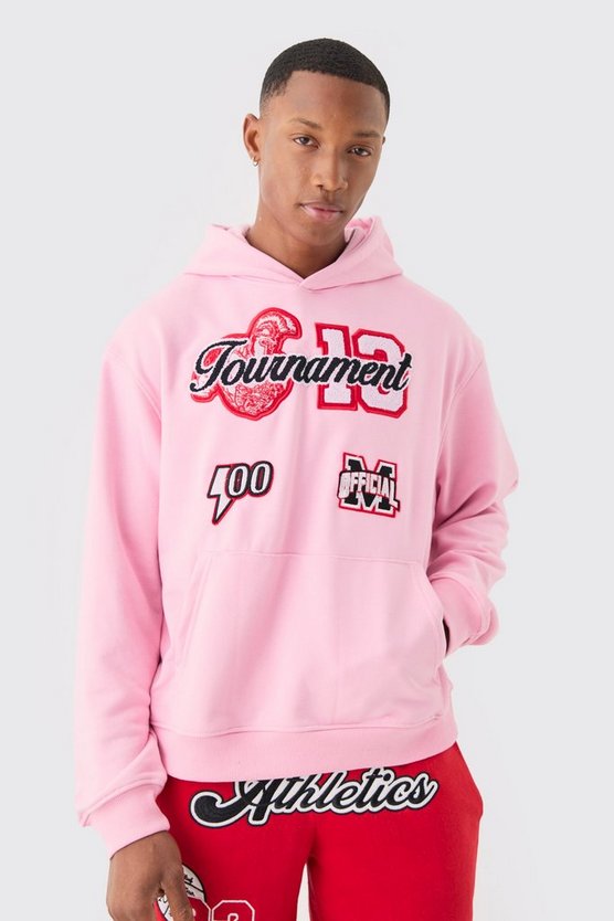 Kastiger Hoodie mit Applikation