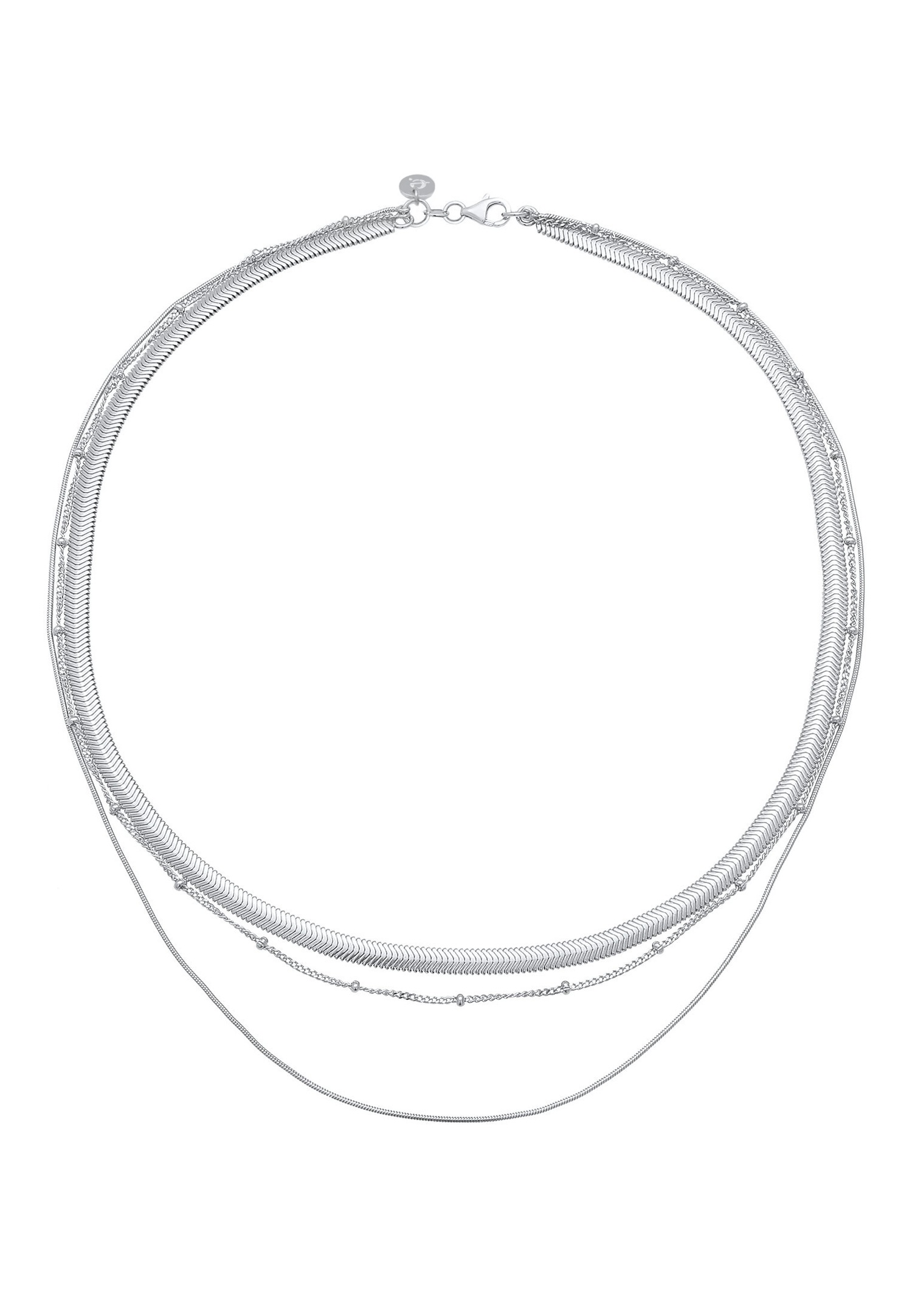 Collier Elli PREMIUM pour femme, orné d'une perle plate et ronde – style blogueuse tendance, argent sterling 925 plaqué or