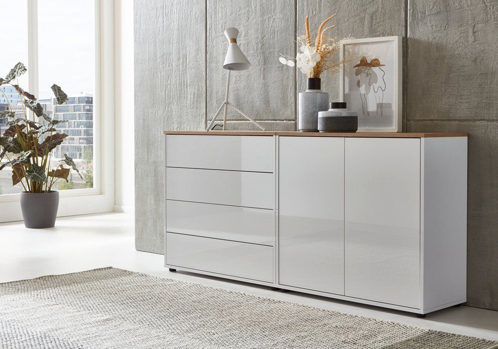 moebel-dich-auf Sideboard BEN Set 3 (2 Türen & 4 Schubkästen, in verschiedenen Farben), Push-to-open-Funktion