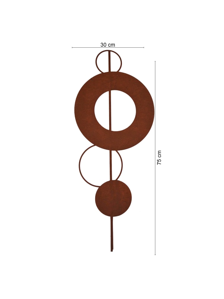 UNUS Gartenstecker Rost Stab mit Kreisen in Braun günstig kaufen onesize