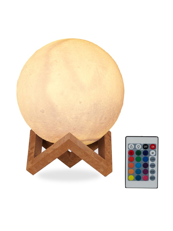 relaxdays Mondlampe 3D 16 Farben in Weiß Ø 15cm günstig kaufen onesize